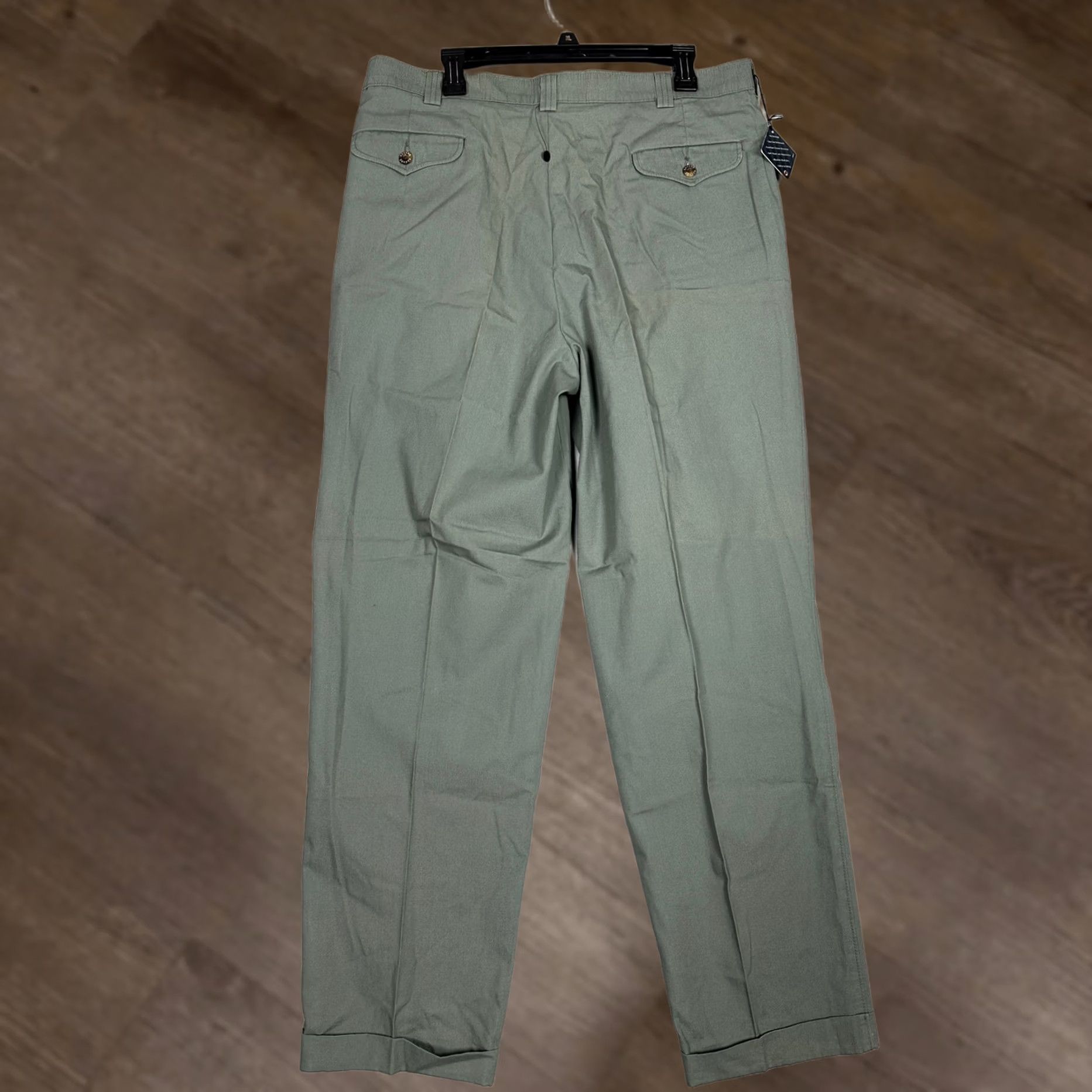 Savane Savane Process 2000 Pants Mens 35 Sage Green Pleated Cuffed Chino #35 31in Inseam Royal Mens Size US 35 - 1 Thumbnail