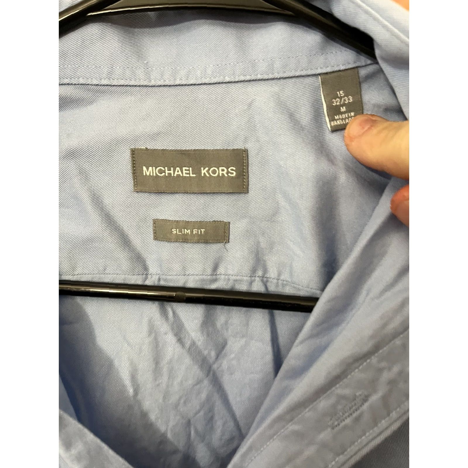 Michael Kors Michael Kors Men Button-Up Shirt Slim Fit Blue Long Sleeve Size 15 32/33 Regular Size US M / EU 48-50 / 2 - 2 Thumbnail