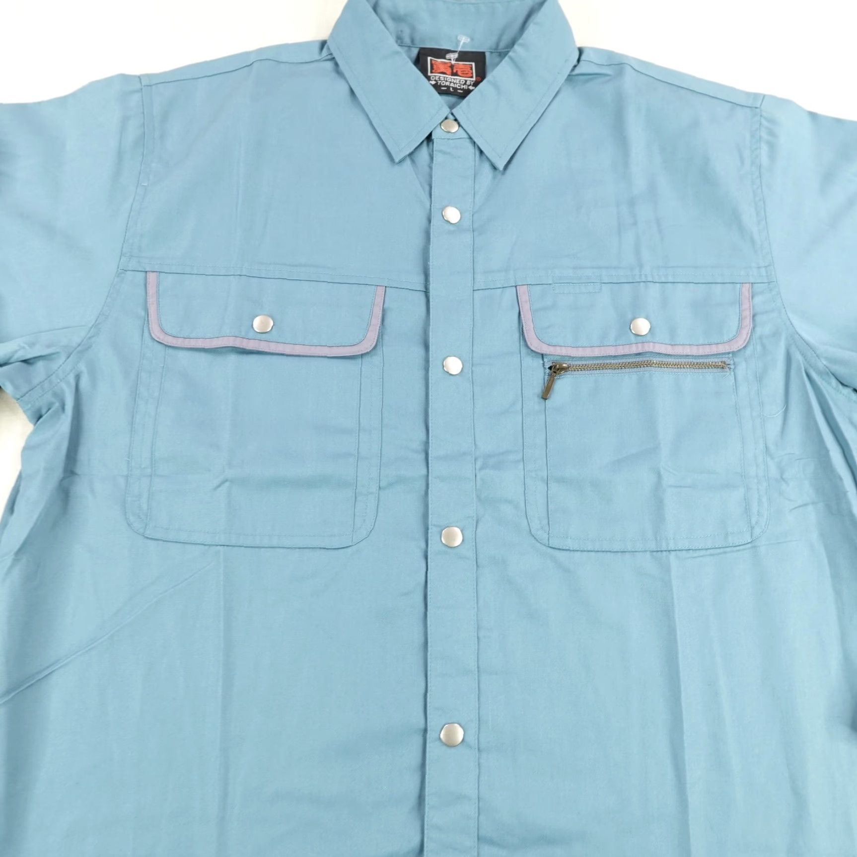 Vintage VINTAGE Toraichi Men's Work Shirt Blue Long Sleeve Button-Up Utility Japan Large Size US L / EU 52-54 / 3 - 3 Thumbnail