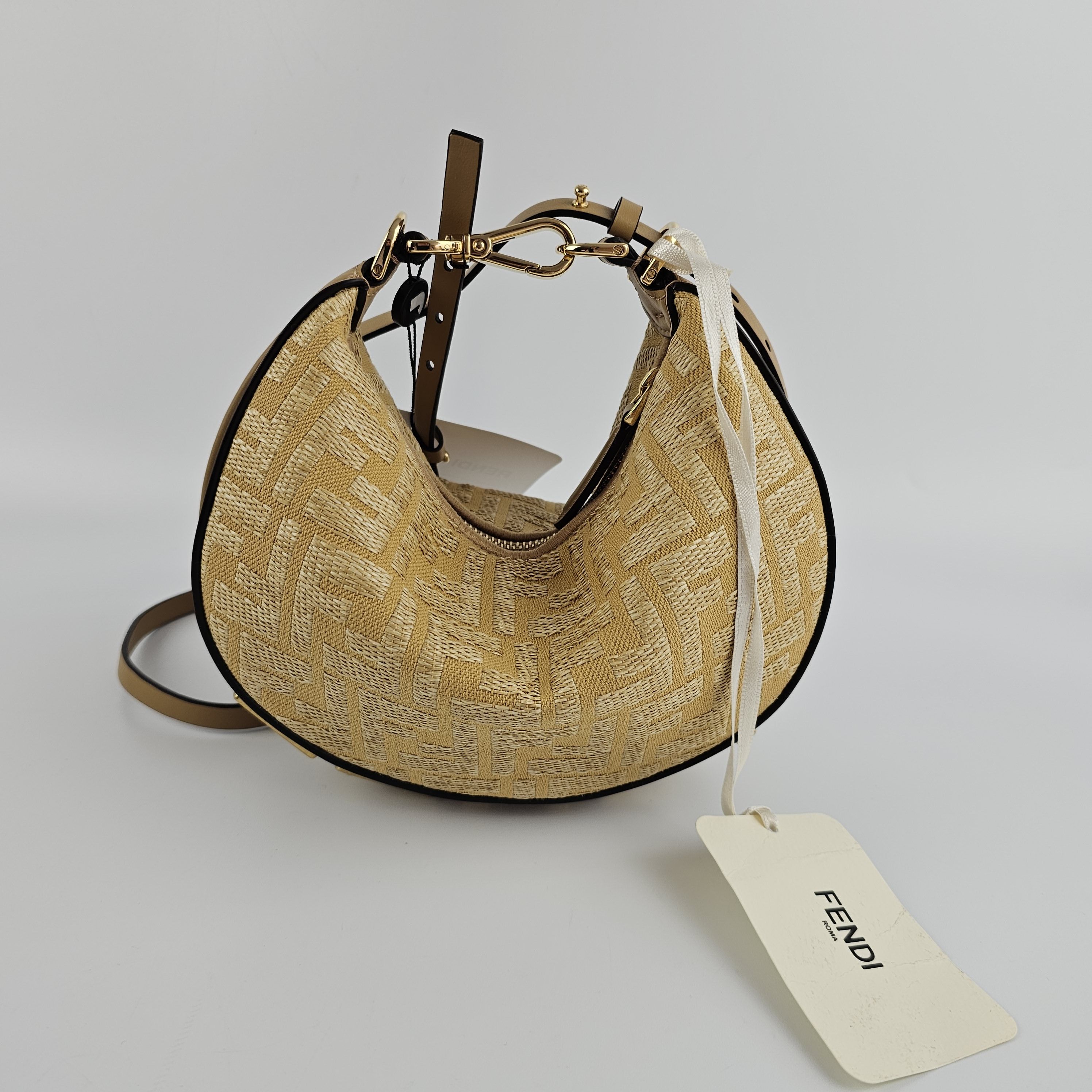 Fendi Fendigraphy Mini $2250 Beige Top Handle Bag New, Women's