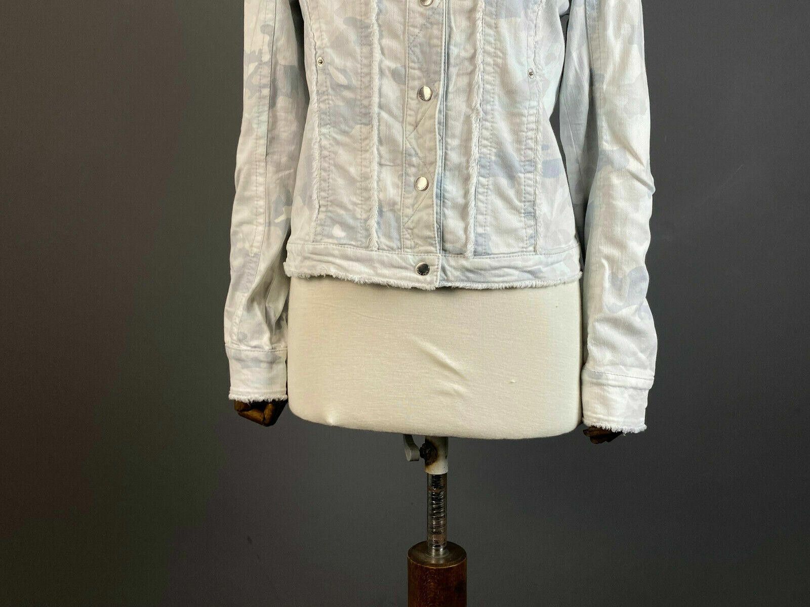 Designer Marc Cain White Camo Designer Cotton Snap Jacket Size 3 Size M / US 6-8 / IT 42-44 - 3 Thumbnail