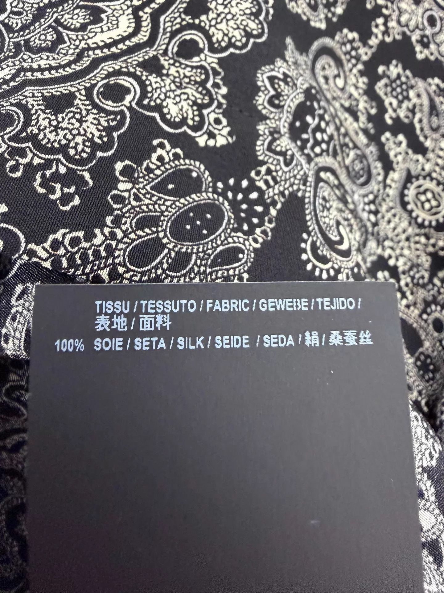 Saint Laurent Paris SLP19SS Silk Paisley 40 Black Silver Gray Oversized Shirt Size US M / EU 48-50 / 2 - 6 Thumbnail
