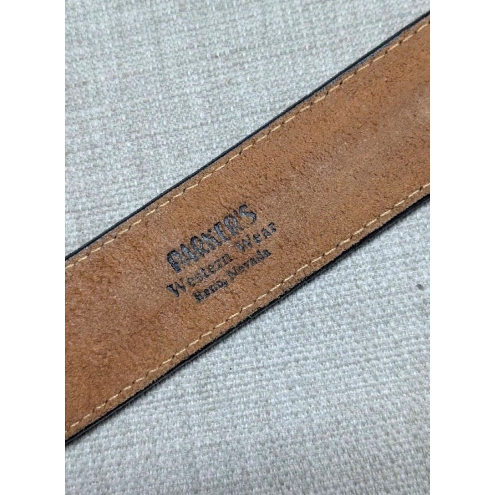 Vintage VINTAGE Silver Creek belt Western belt Men 36 Brown Leather Tooled Floral Buckle Buckle Back security money USA made Size 36 - 6 Thumbnail