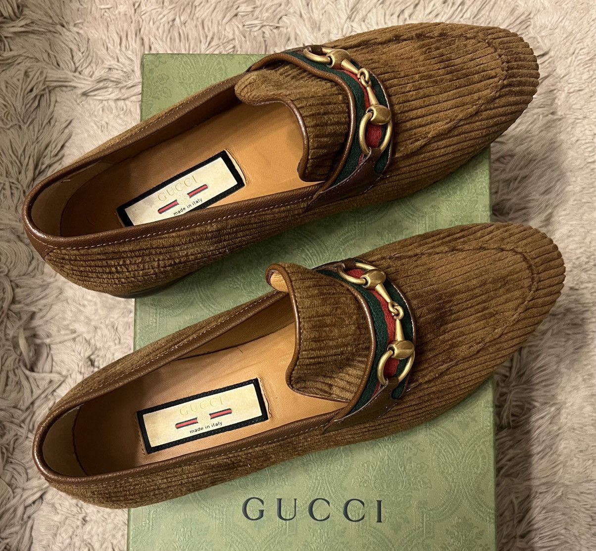 Gucci Gucci brown corduroy horsebit luxury dress shoes loafers Size US 8.5 / EU 41-42 - 1 Thumbnail