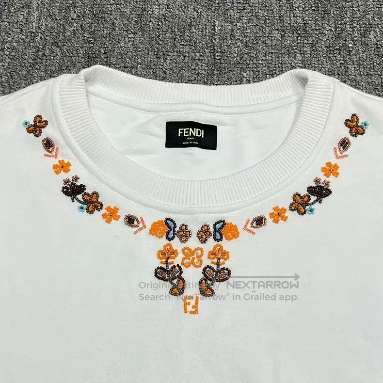 Fendi Fendi SS23 White Floral Embroidered Sweatshirt Size US L / EU 52-54 / 3 - 3 Thumbnail