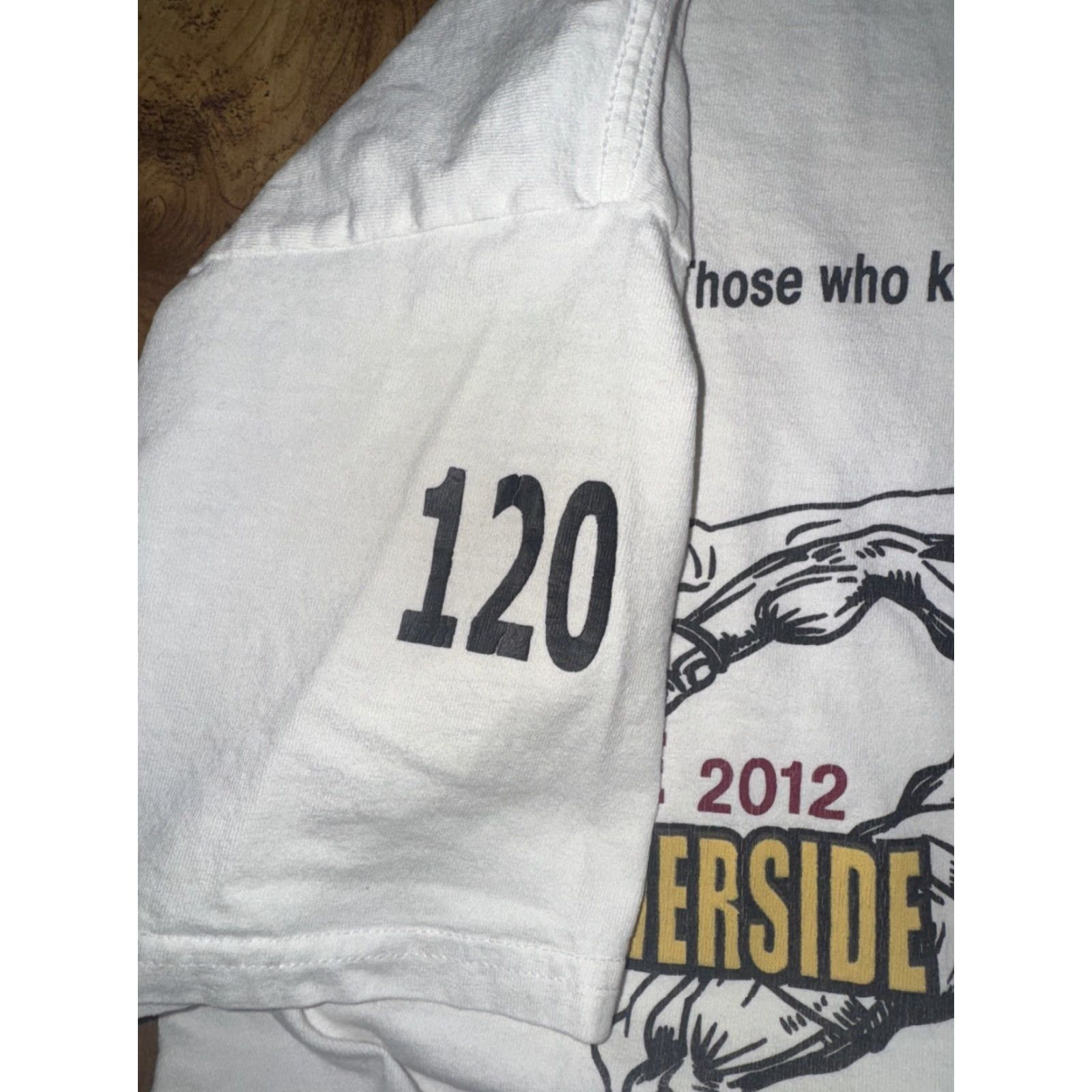 Gildan VINTAGE 2012 Riverside County Wrestling Championships T-Shirt White Large 21x28 Mens Cotton Graphic Print Short Sleeve Crew Neck 100% White Size US L / EU 52-54 / 3 - 4 Thumbnail