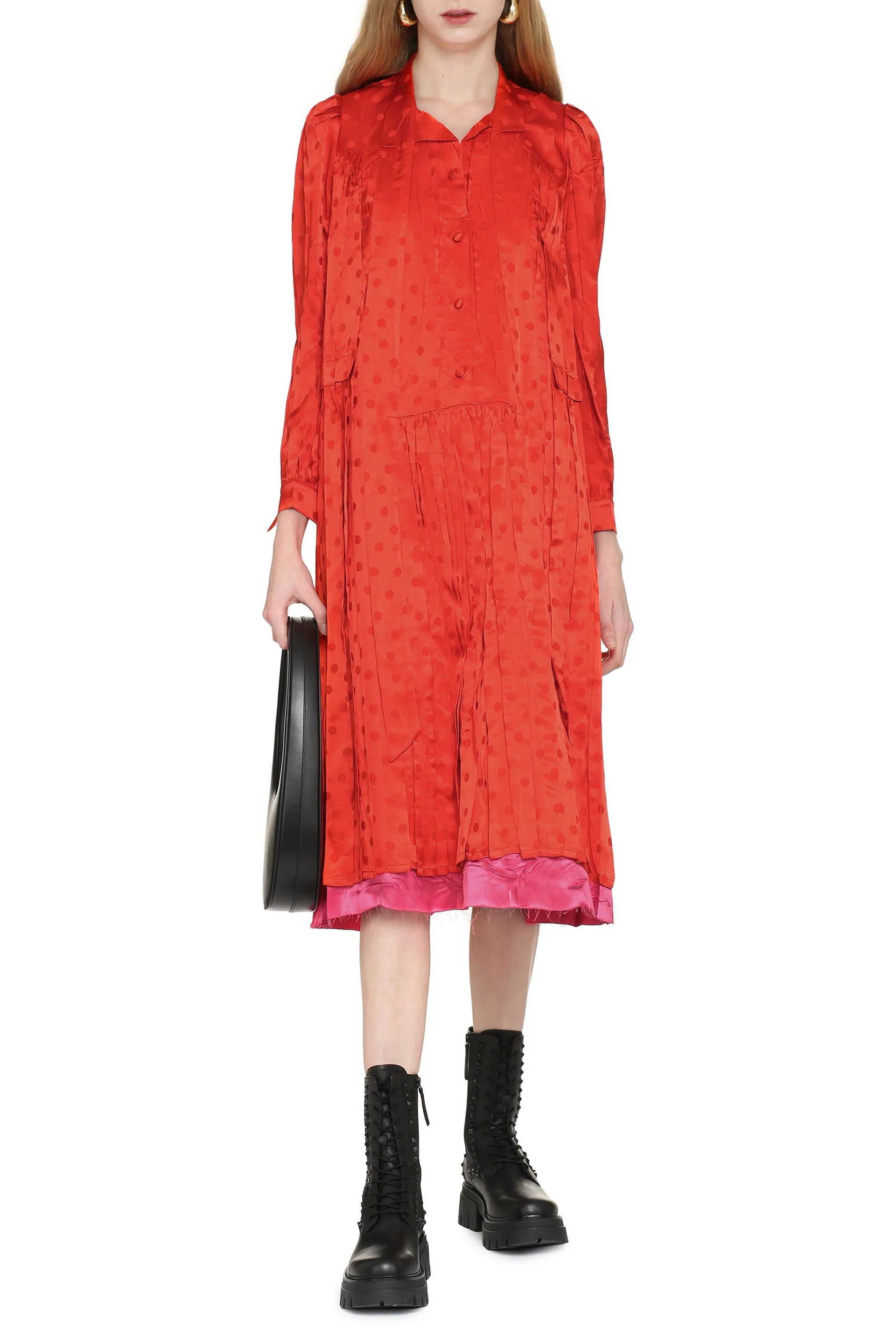 Balenciaga o1y0625 Midi Dress in Red/Pink Size XS / US 0-2 / IT 36-38 - 3 Thumbnail