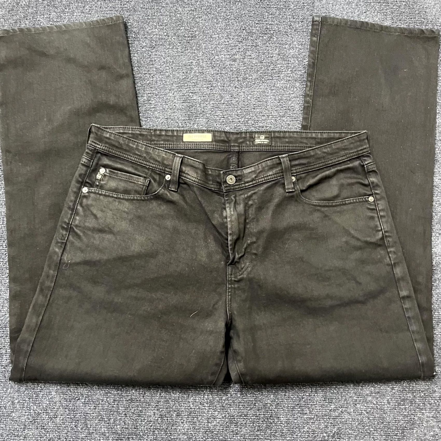 Denime AG Adriano Goldschmied The Protégé Jeans Mens Black Straight Leg Denim USA Jeans Size US 36 / EU 52 - 2 Thumbnail