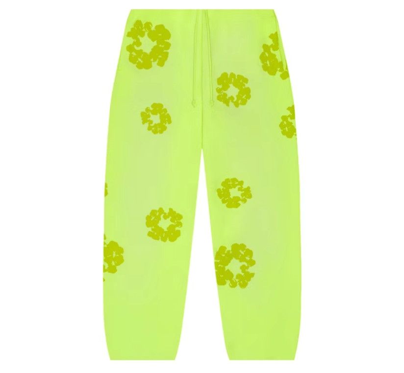DENIM TEARS Mono Cotton Wreath Sweatpants Neon Green Size US 36 / EU 52 - 1 Preview