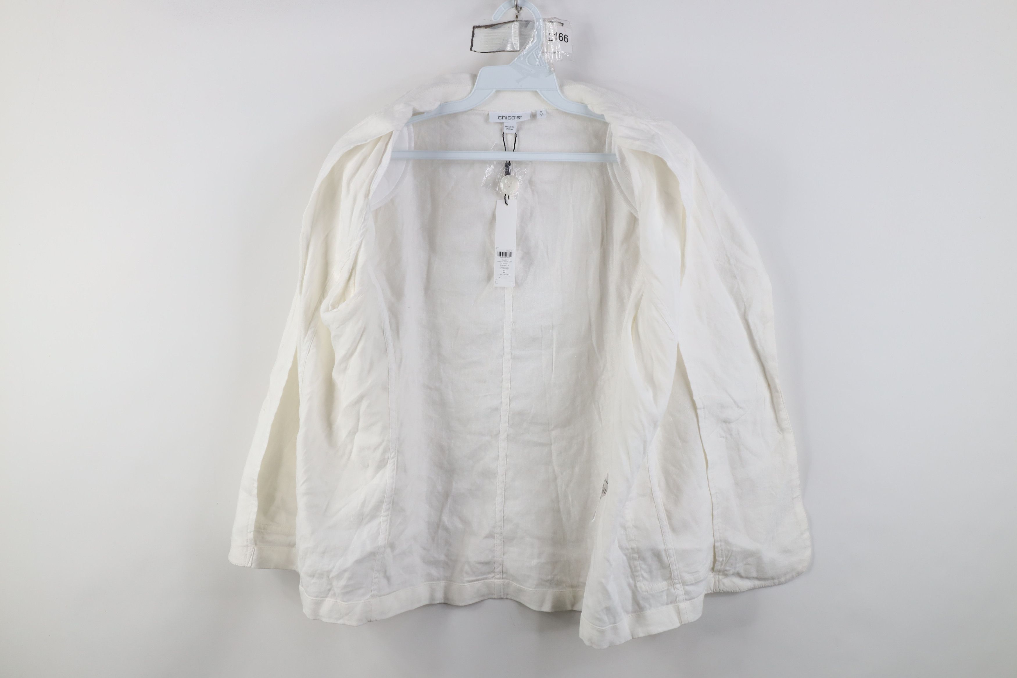 Chicos New Chicos One Button Stretch Linen Blazer Jacket Coat White Size S / US 4 / IT 40 - 11 Thumbnail
