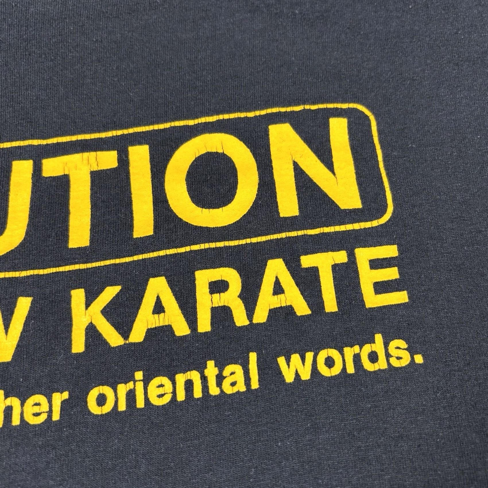 Vintage VINTAGE Screen Stars T-Shirt Caution I Know Karate USA 80s 90s Men L Black Short Sleeve Crew Neck Cotton Size US L / EU 52-54 / 3 - 5 Thumbnail