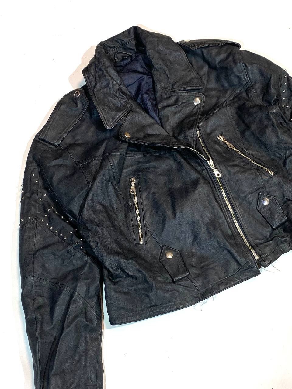 Leather Front Leather Biker Leather Jacket Size M / US 6-8 / IT 42-44 - 3 Thumbnail