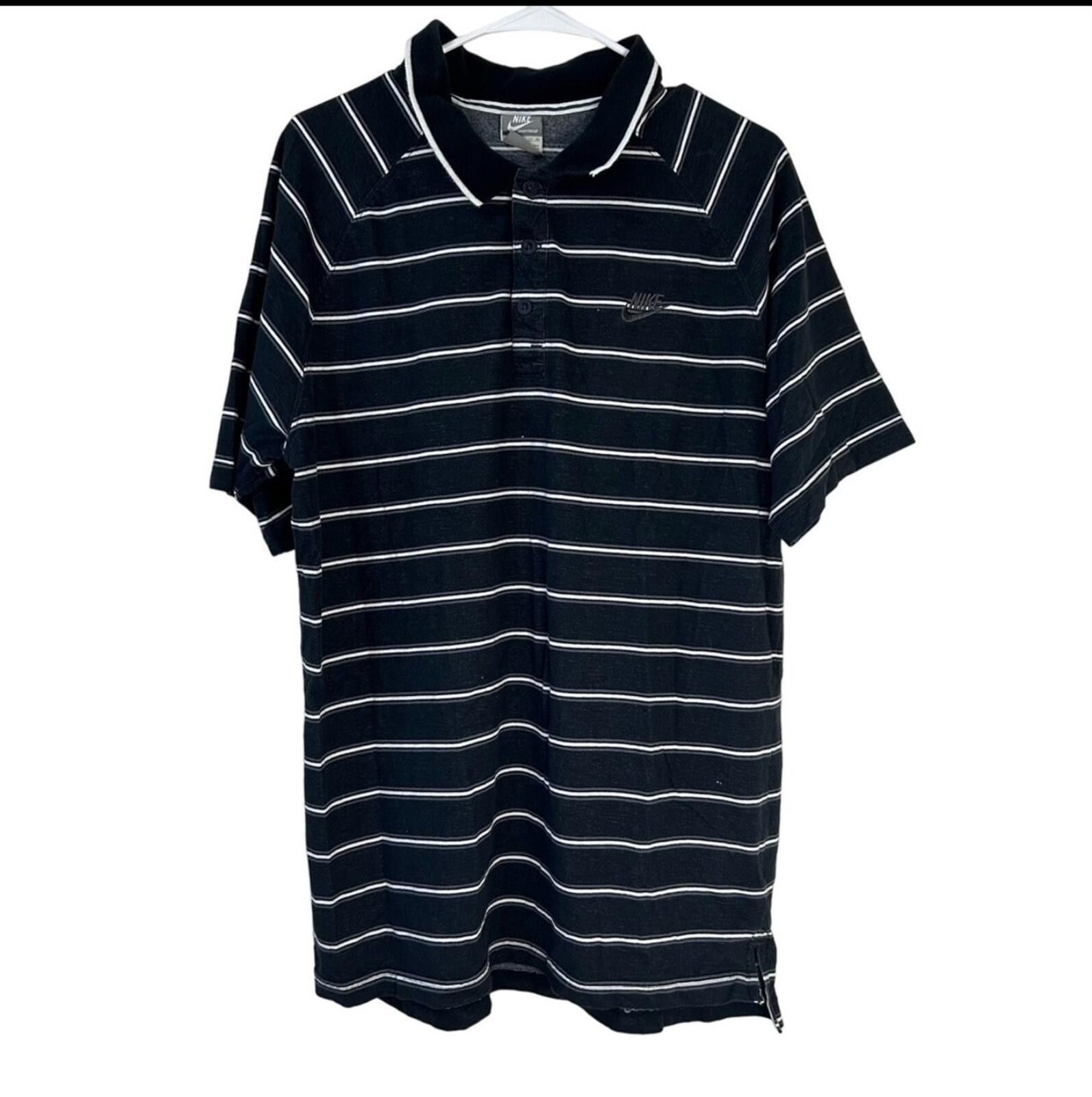 Nike Men's Size XL Gray & Black Striped Short Sleeve Polo Shirt Size US XL / EU 56 / 4 - 1 Thumbnail