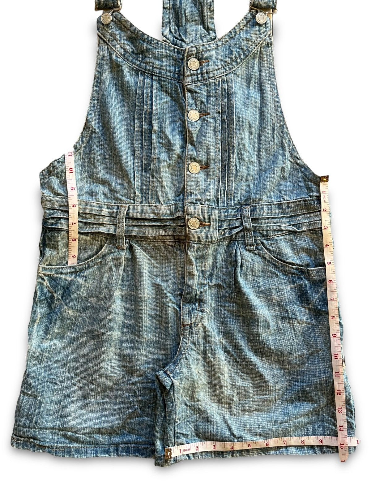 Other Vintage Japanese Brand Distressed Denim Shortalls Overalls Size 33" - 13 Thumbnail