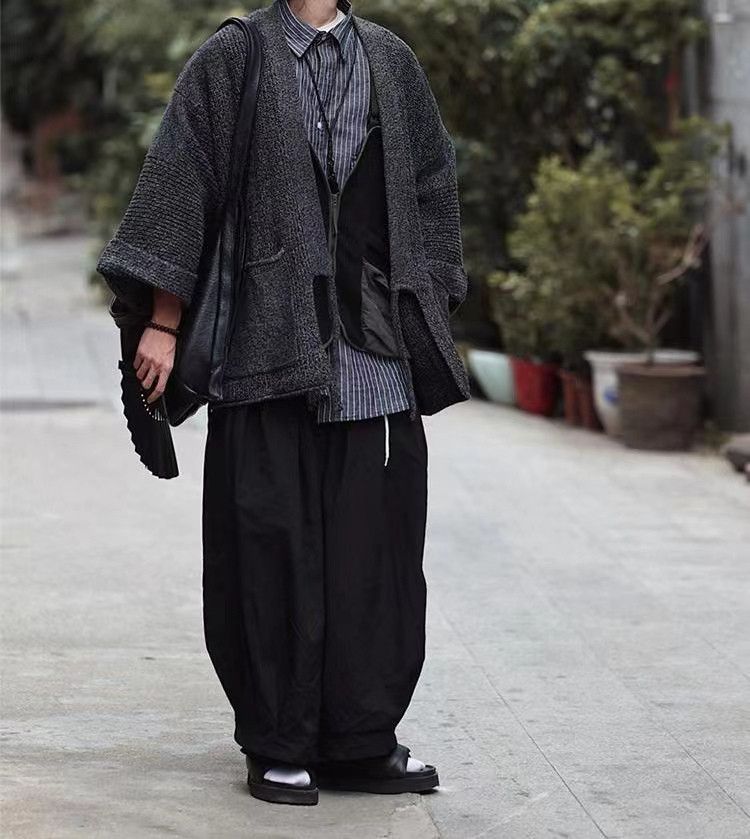 Retro casual pineapple pattern kimono cardigan jacket