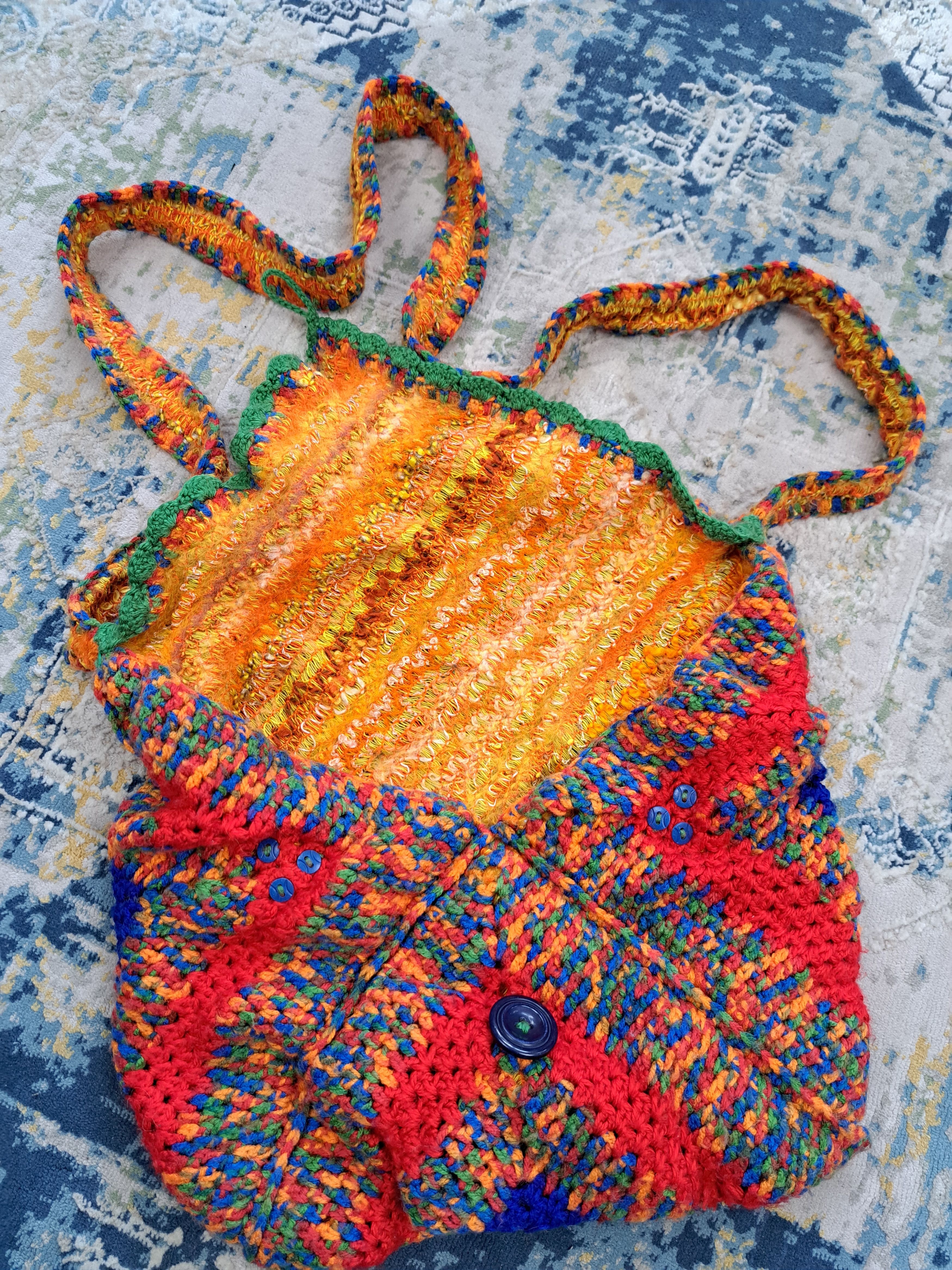 Handmade AvantGarde Handmade Knit Multicolor Crossbody Bag y2k Hippie Size ONE SIZE - 4 Thumbnail