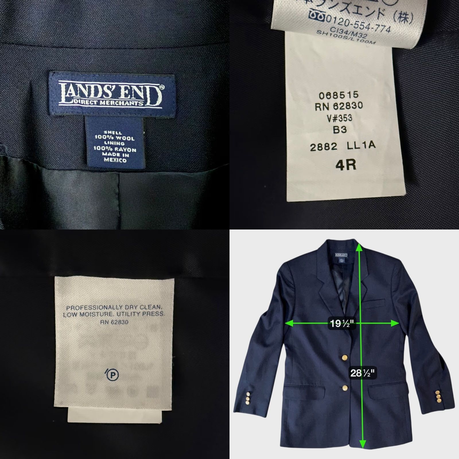 Lands' End VINTAGE Lands' End Blazer Jacket Women's 100% Wool Navy Blue Gold Button Single-Breasted Size 4R Adult Womens Size S / US 4 / IT 40 - 8 Thumbnail