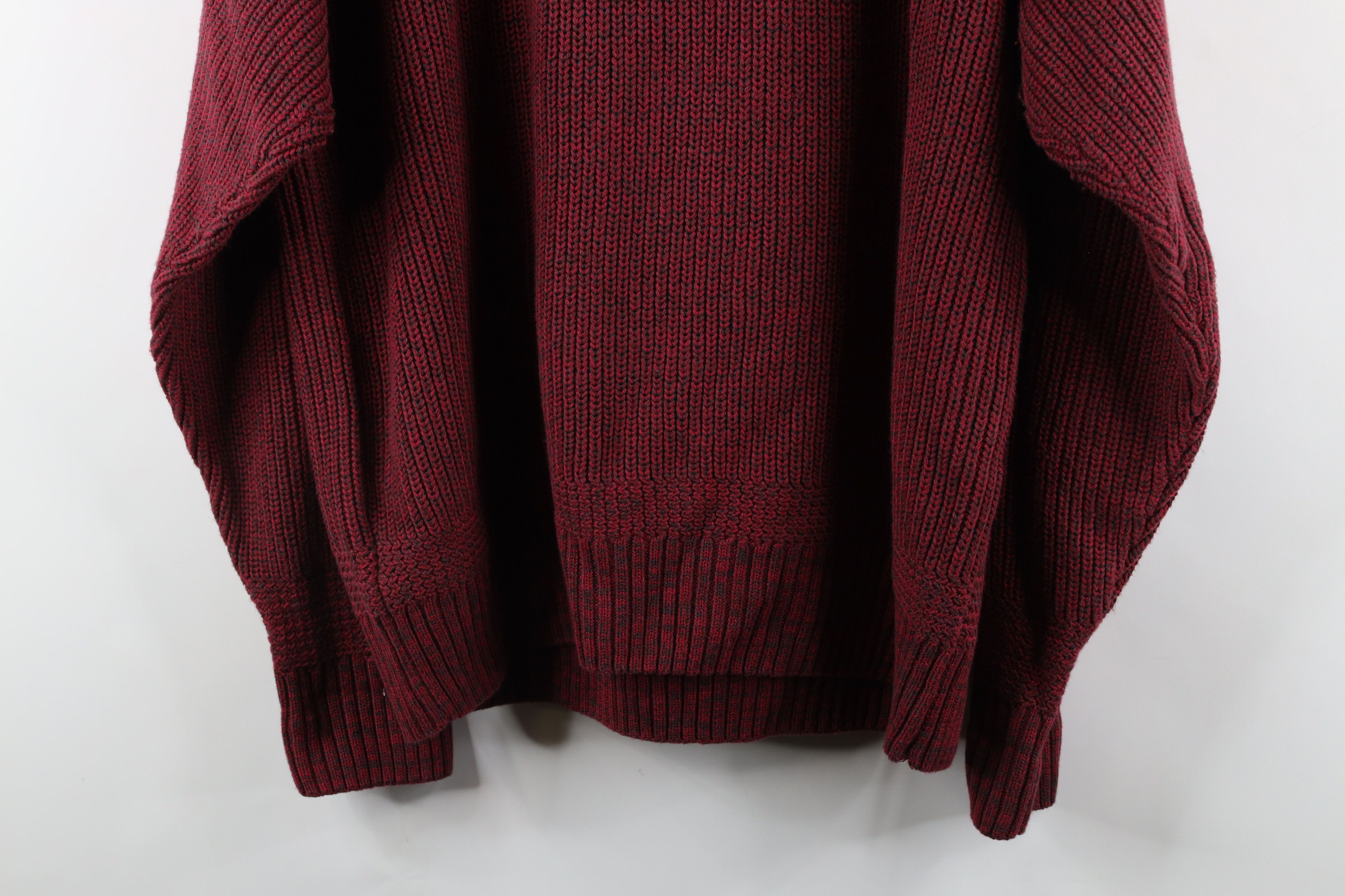 Vintage Vintage 90s Streetwear Chunky Ribbed Knit Henley Sweater Red Size US L / EU 52-54 / 3 - 9 Thumbnail