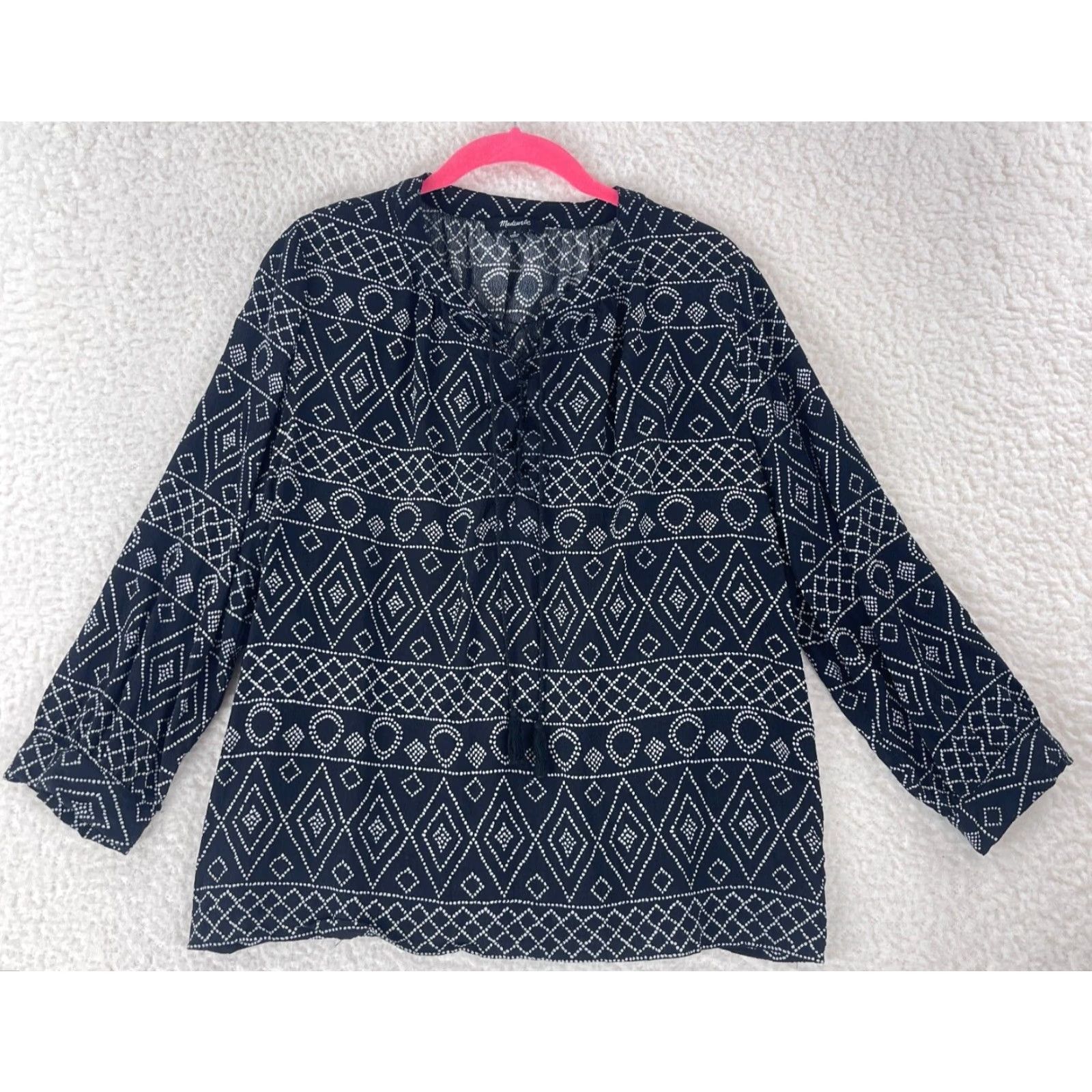 Madewell Madewell Black Lace-Up Peasant Caravan Shirt Womens 3/4 Sleeve Size Large Size L / US 10 / IT 46 - 2 Thumbnail
