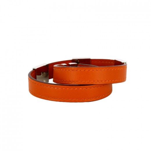 Hermes Hermes Medor Double Wrap Leather Bracelet Orange Small Size ONE SIZE - 4 Thumbnail