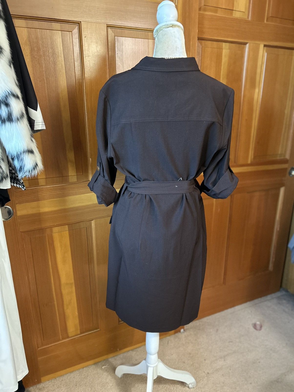 Designer × Other New! Women’s Brown SHARAGANO Belted Mini Dress. Size L / US 10 / IT 46 - 11 Thumbnail