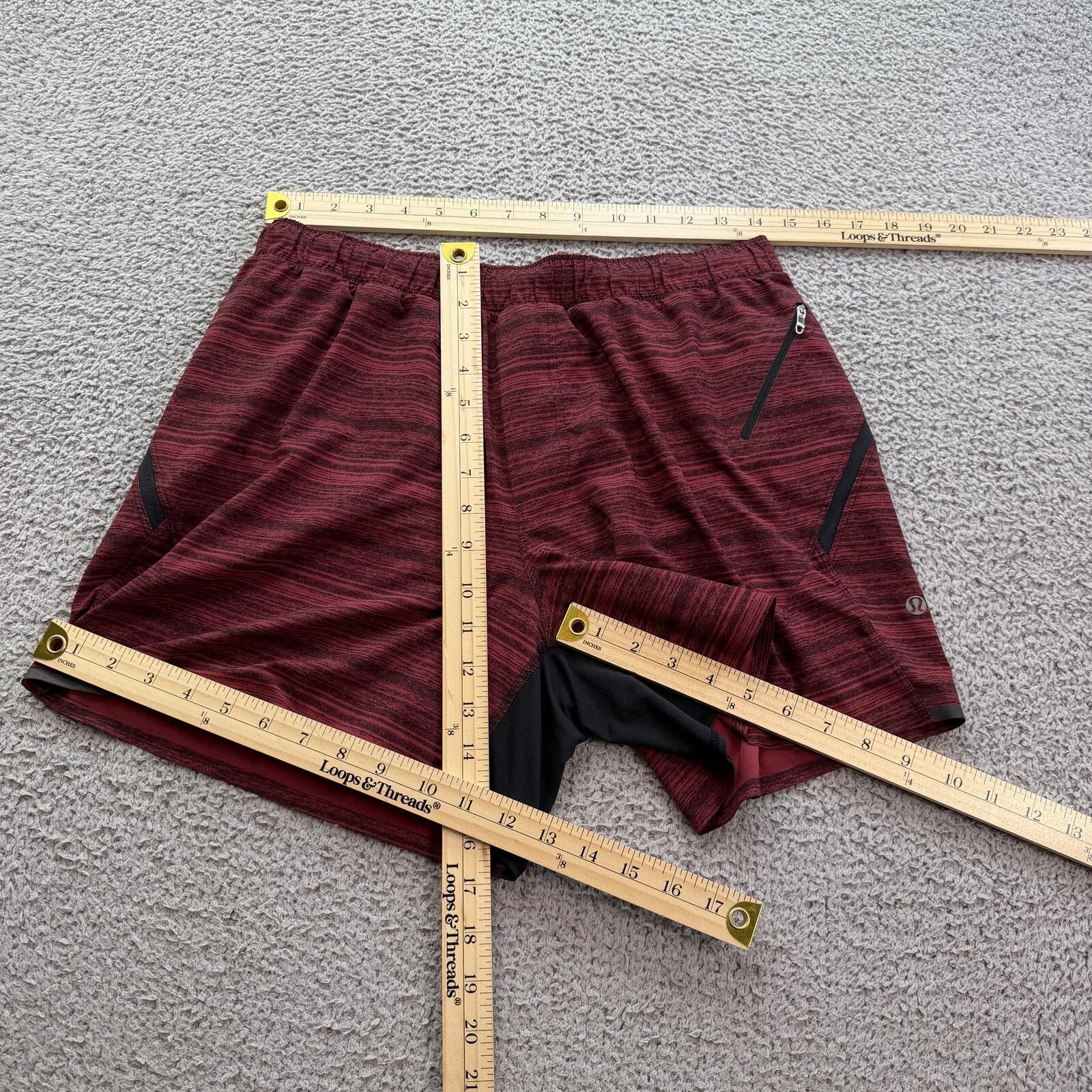 Lululemon Lululemon Mens Red Heathered Lined Running Shorts L Zip Size US 34 / EU 50 - 3 Thumbnail