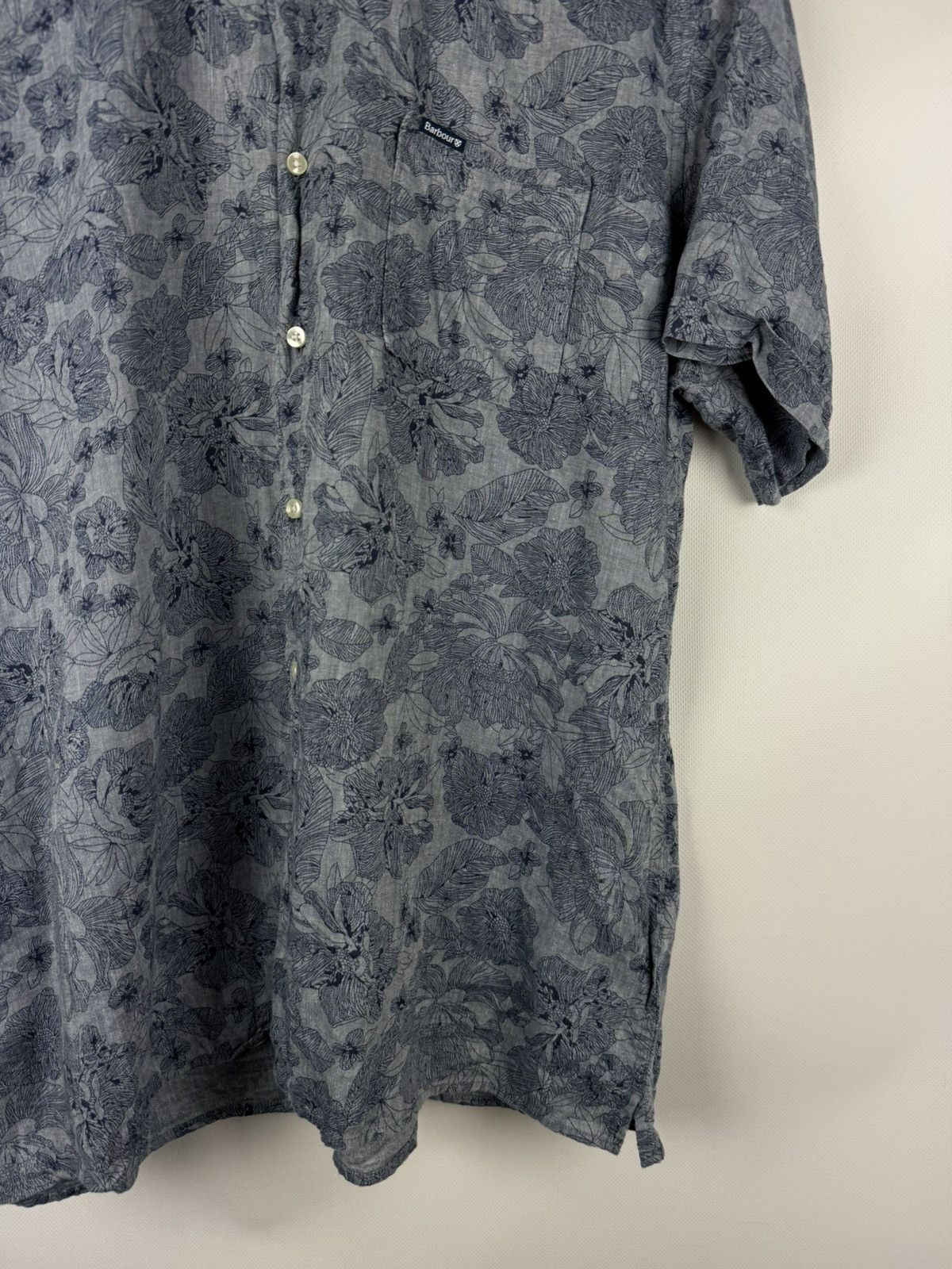 Barbour Barbour Lyocell Linen Overprinted Button Up Hawaiian Shirt Size US XL / EU 56 / 4 - 6 Thumbnail