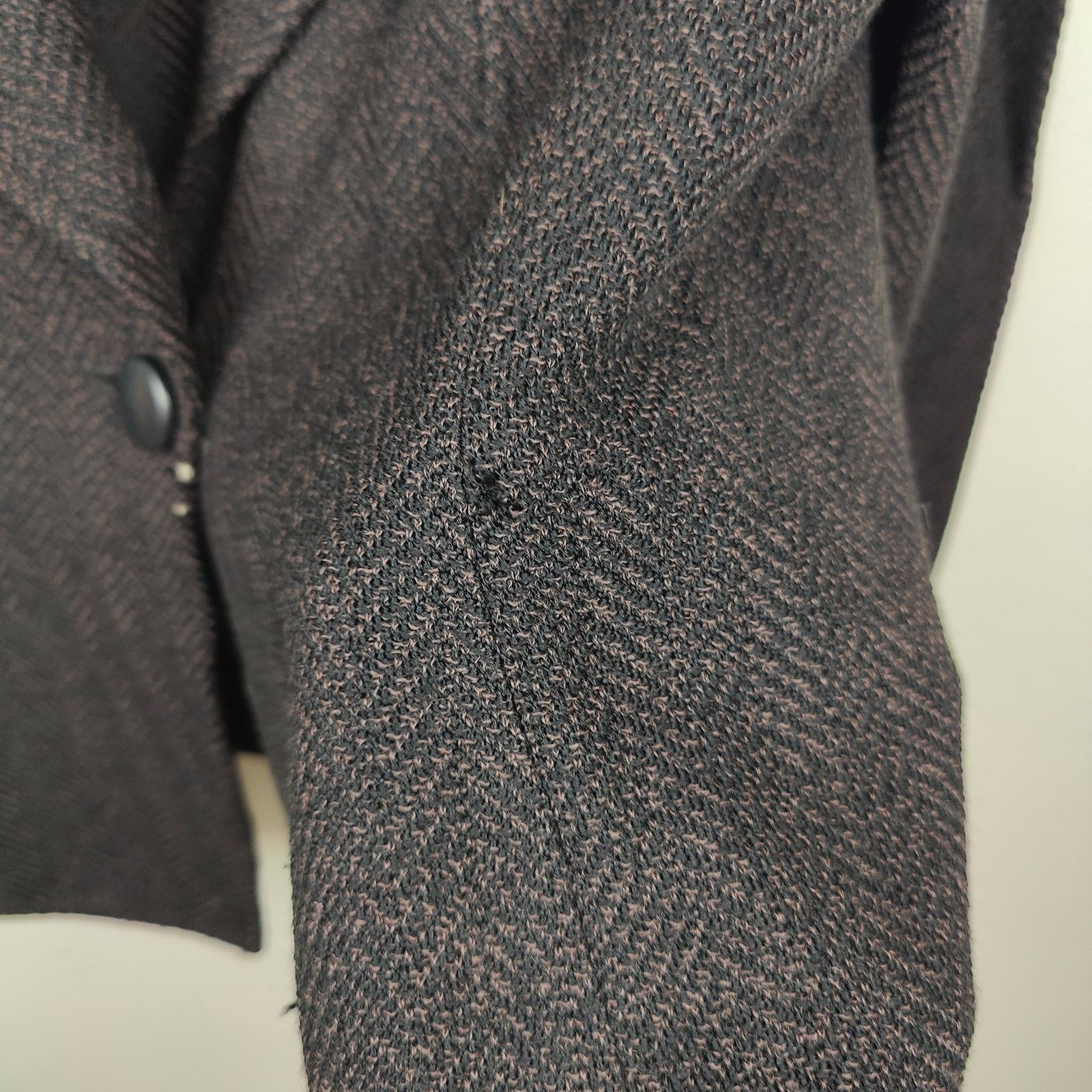 Other St John Knit Blazer Size 12 Black Herringbone Leather Trim Size XL / US 12-14 / IT 48-50 - 5 Thumbnail