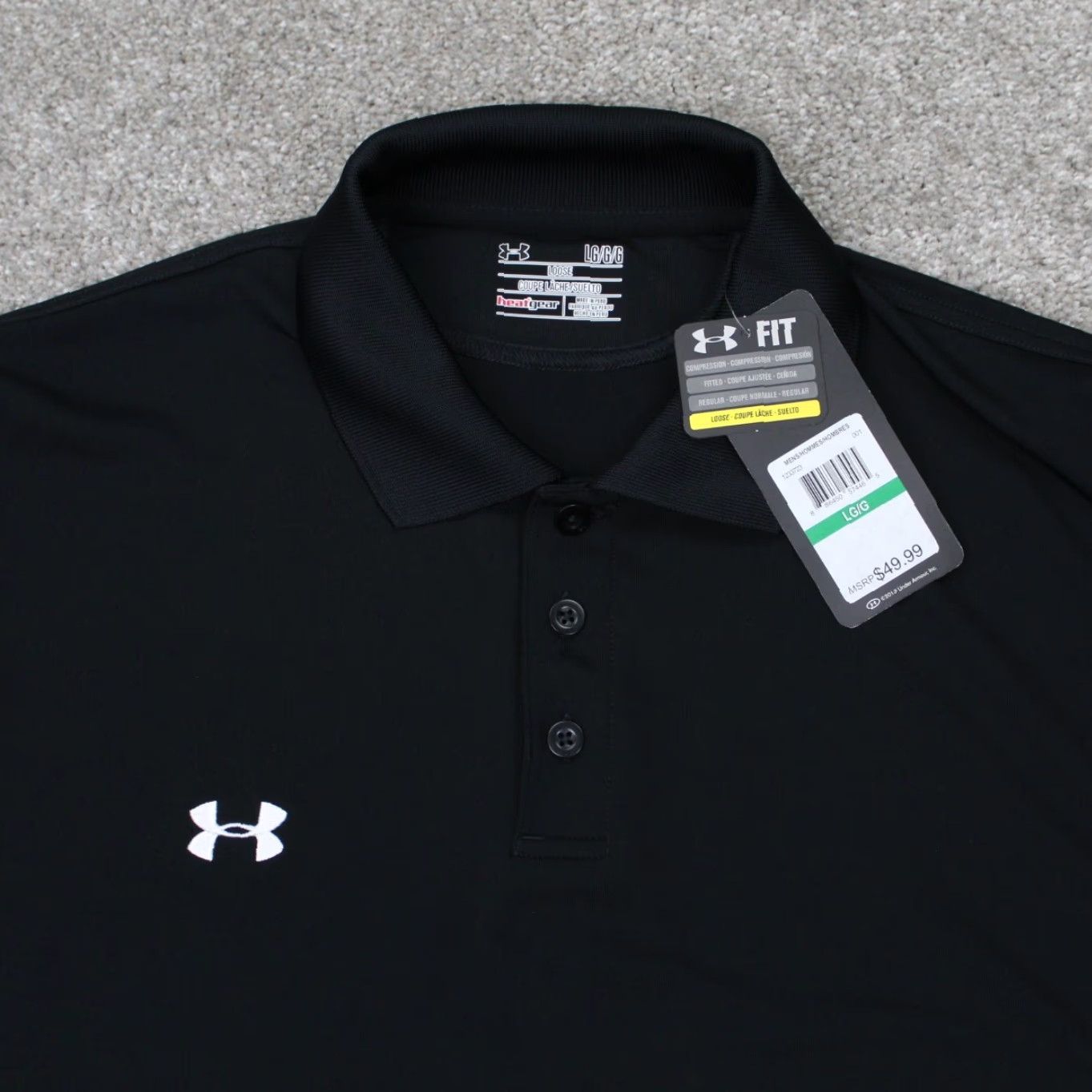 Under Armour Under Armour Polo Shirt Mens Large Black HeatGear Logo Left Sleeve NWT Size US L / EU 52-54 / 3 - 7 Thumbnail