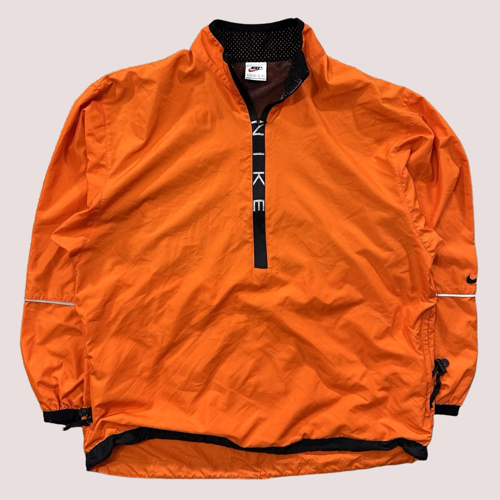 Nike VINTAGE Nike Windbreaker Jacket Womens L Anorak 1/2 Zip Pullover Orange Black Windrunner Jacket Womens L Orange 1/2 Zip Nike Windbreaker Womens L Size L / US 10 / IT 46 - 1 Thumbnail