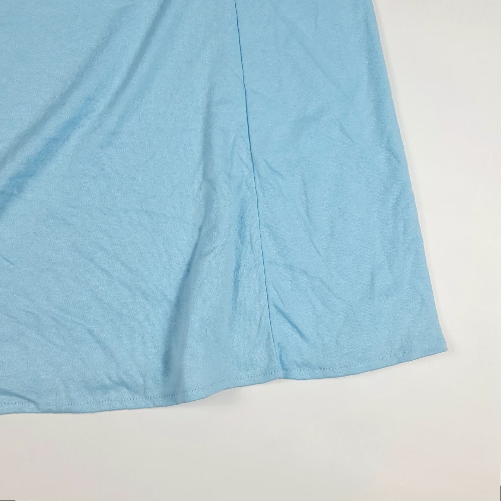Vintage VINTAGE Allura Sky Blue Midi A-Line Skirt Women's 2XL Elastic Waist Casual Retro 80s 90s Cotton Blend Solid Blue, Pull On, Fall Spring Summer Winter Size 40" / US 18 - 3 Thumbnail
