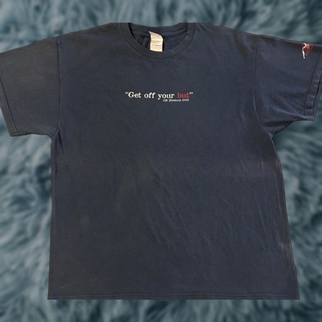 Vintage Vtg Get Off Your Butt Faded Distress Shirt XL Funny Saying Crude Grunge 90s Y2K Size US XL / EU 56 / 4 - 1 Thumbnail