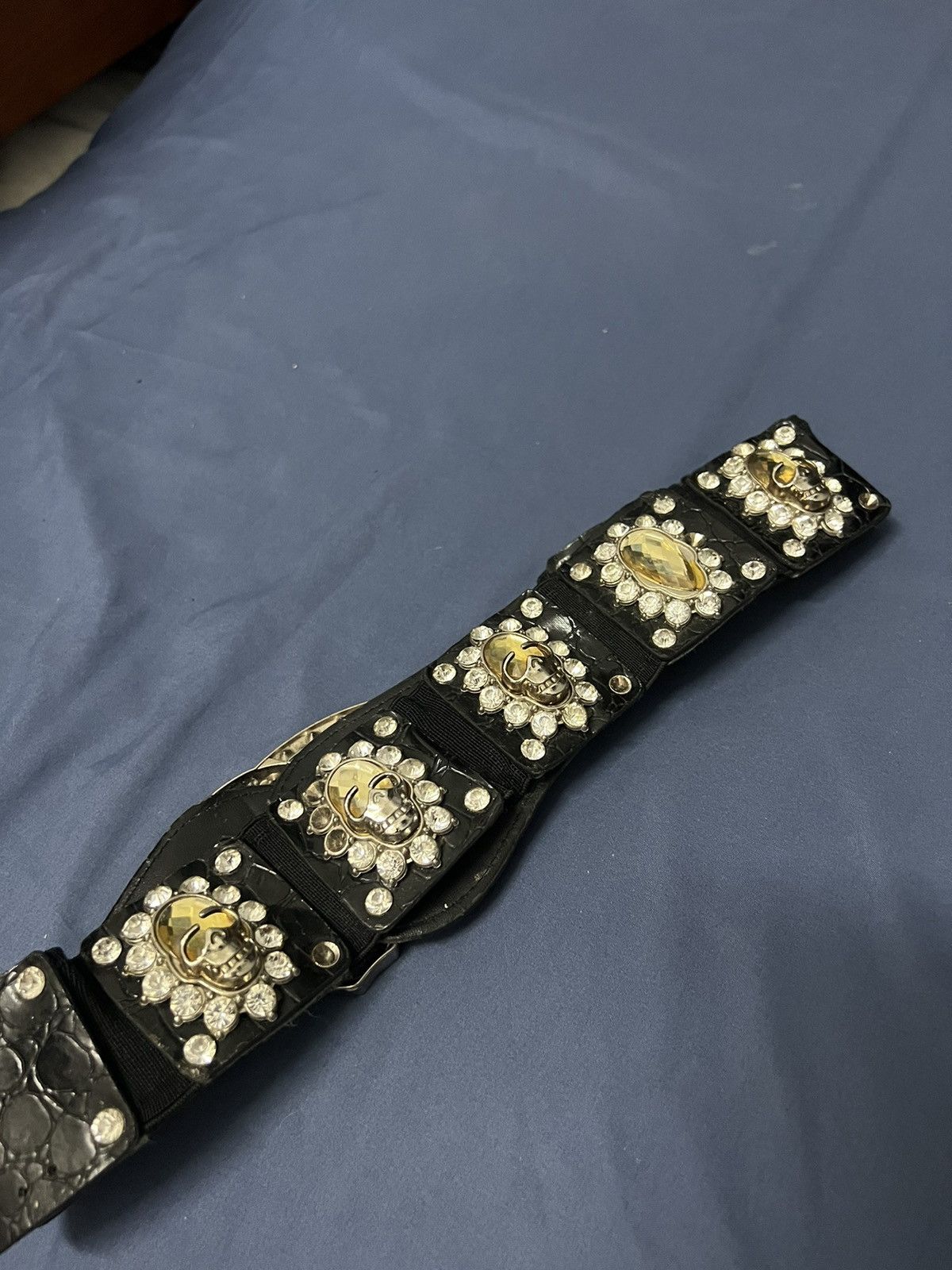 Other Skull bunkle elastic belt rhinestone punk rock Size ONE SIZE - 6 Thumbnail