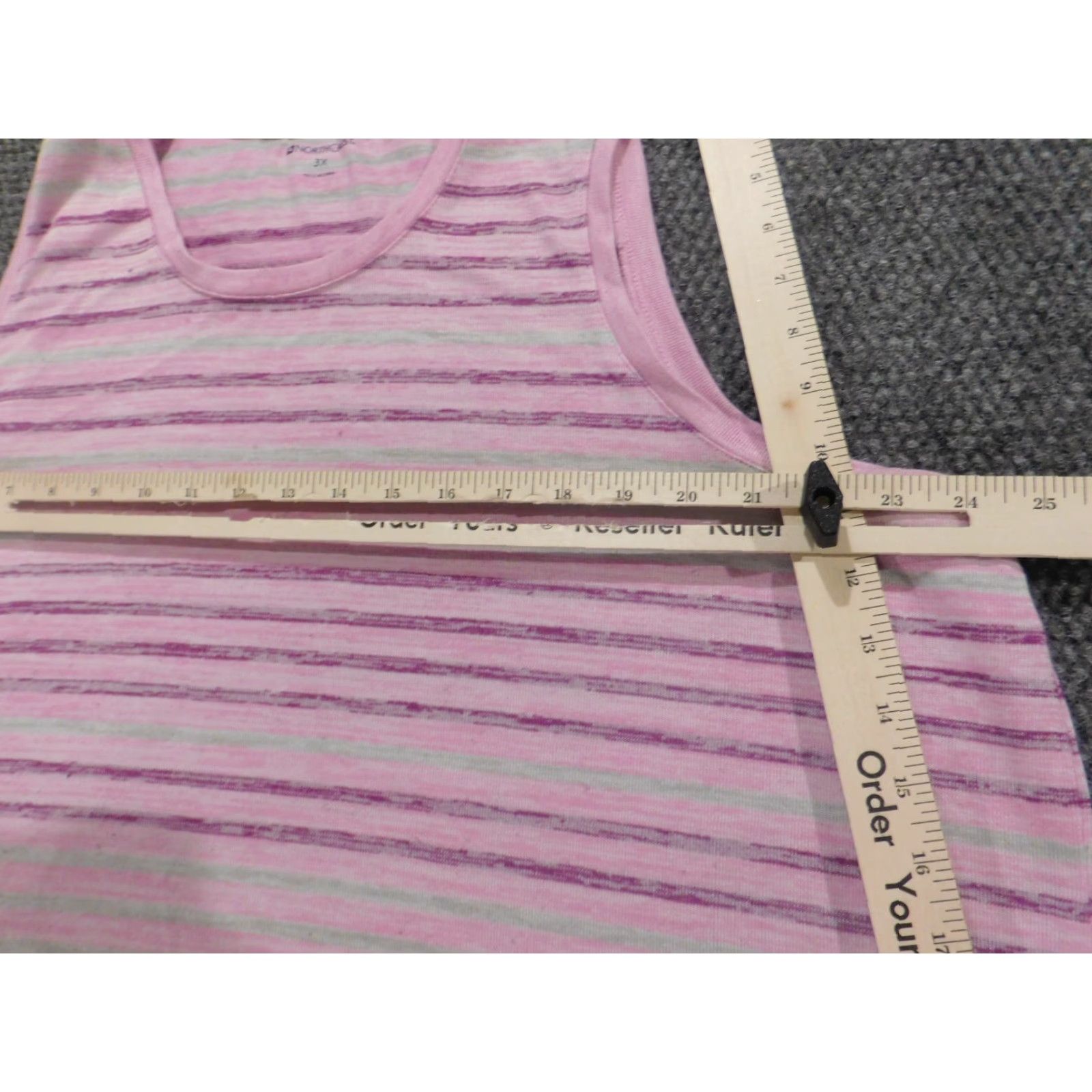 Vintage Northcrest Blouse 3X Purple Striped Sleeveless Crew Neck Pullover Casual Plus Size Women Satin Polyester Rayon Stretch Button Classic Vintage: No Size XXL / US 16-18 / IT 52-54 - 4 Thumbnail