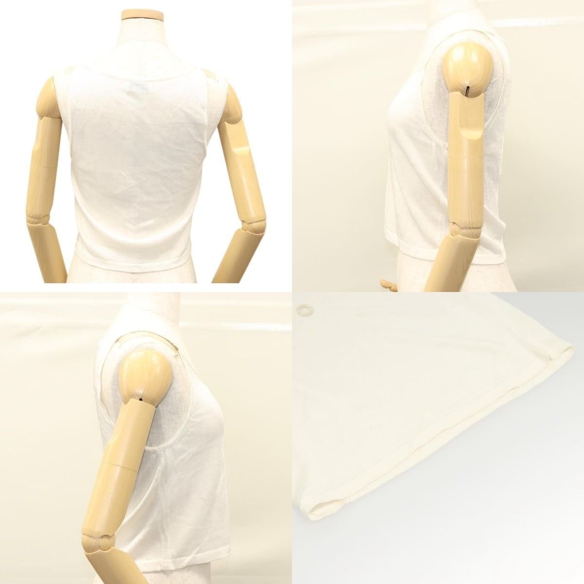 Chanel Chanel Knitted Fabrics Tank Top Polyester White CC Size M / US 6-8 / IT 42-44 - 3 Thumbnail
