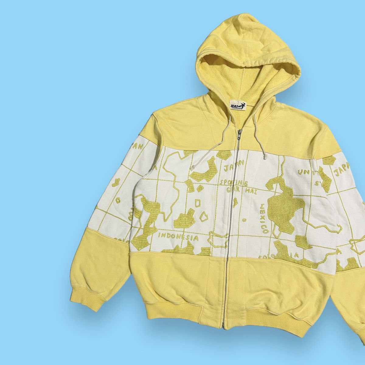 Hai Sporting Gear × Issey Miyake × Japanese Brand 1990s Hai Sporting Gear - Map Zipper Hoodie Size US L / EU 52-54 / 3 - 3 Thumbnail