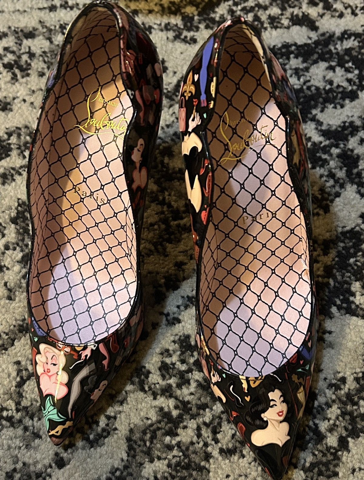 Christian Louboutin CHRISTIAN LOUBOUTIN Hot Chick Graphic Fashion Red Sole Pumps Size US 7 / IT 37 - 3 Thumbnail