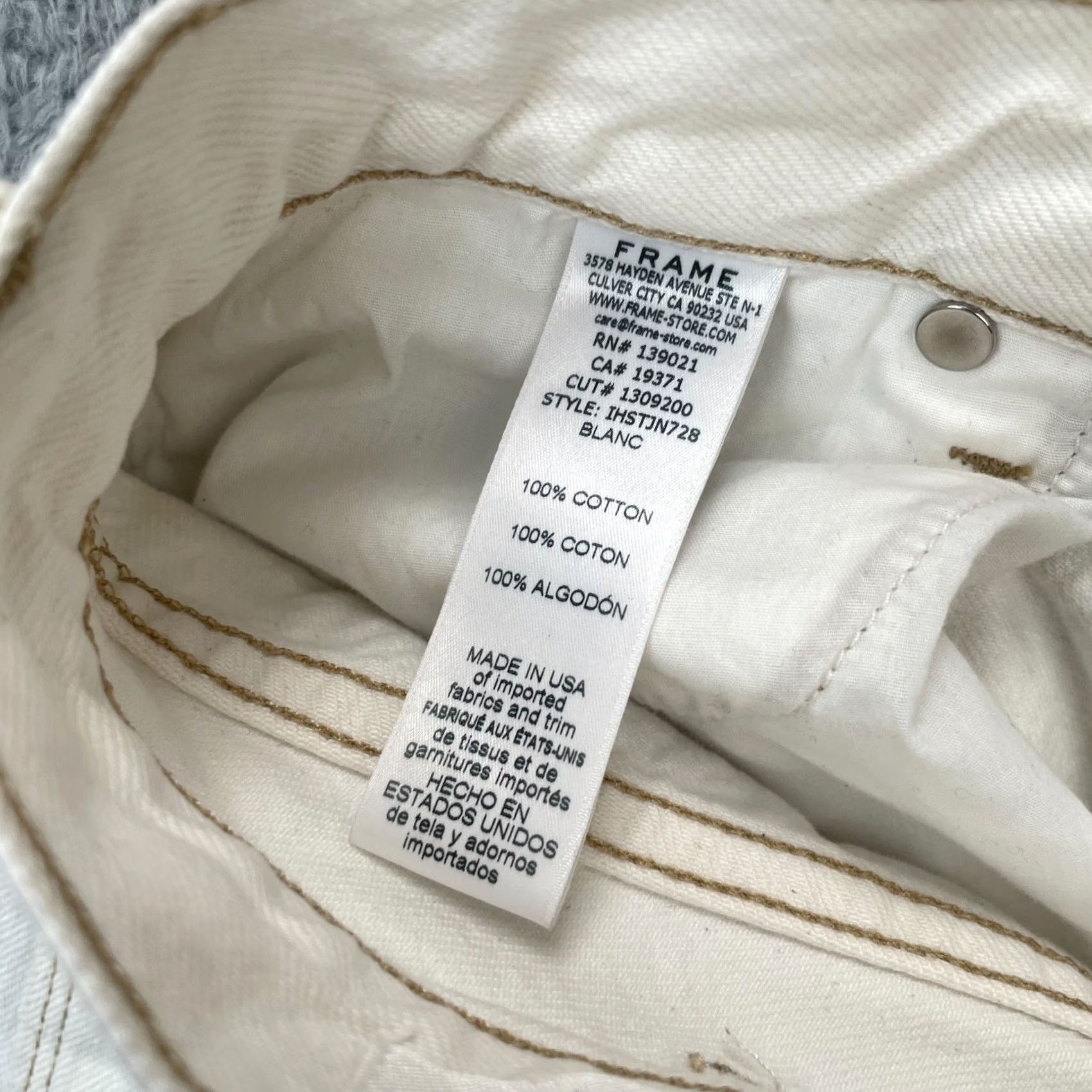 Frame Frame Jeans Womens 29 White Ilona Hamer Straight Leg Denim Cotton Light Wash Jeans Regular 5-Pocket Women Girls Mens Size 30" / US 8 / IT 44 - 4 Thumbnail