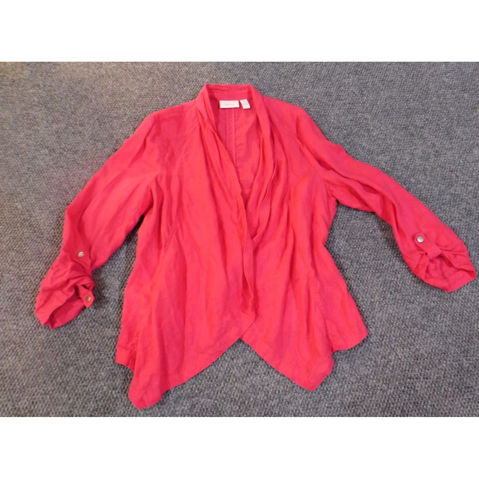 Vintage Chicos Jacket Pink Open Blazer Linen Knit Long Sleeve Casual Women 2 Regular Fall Spring Women's Blazer Animals Lounge Basic Jacket Size XS / US 0-2 / IT 36-38 - 3 Thumbnail