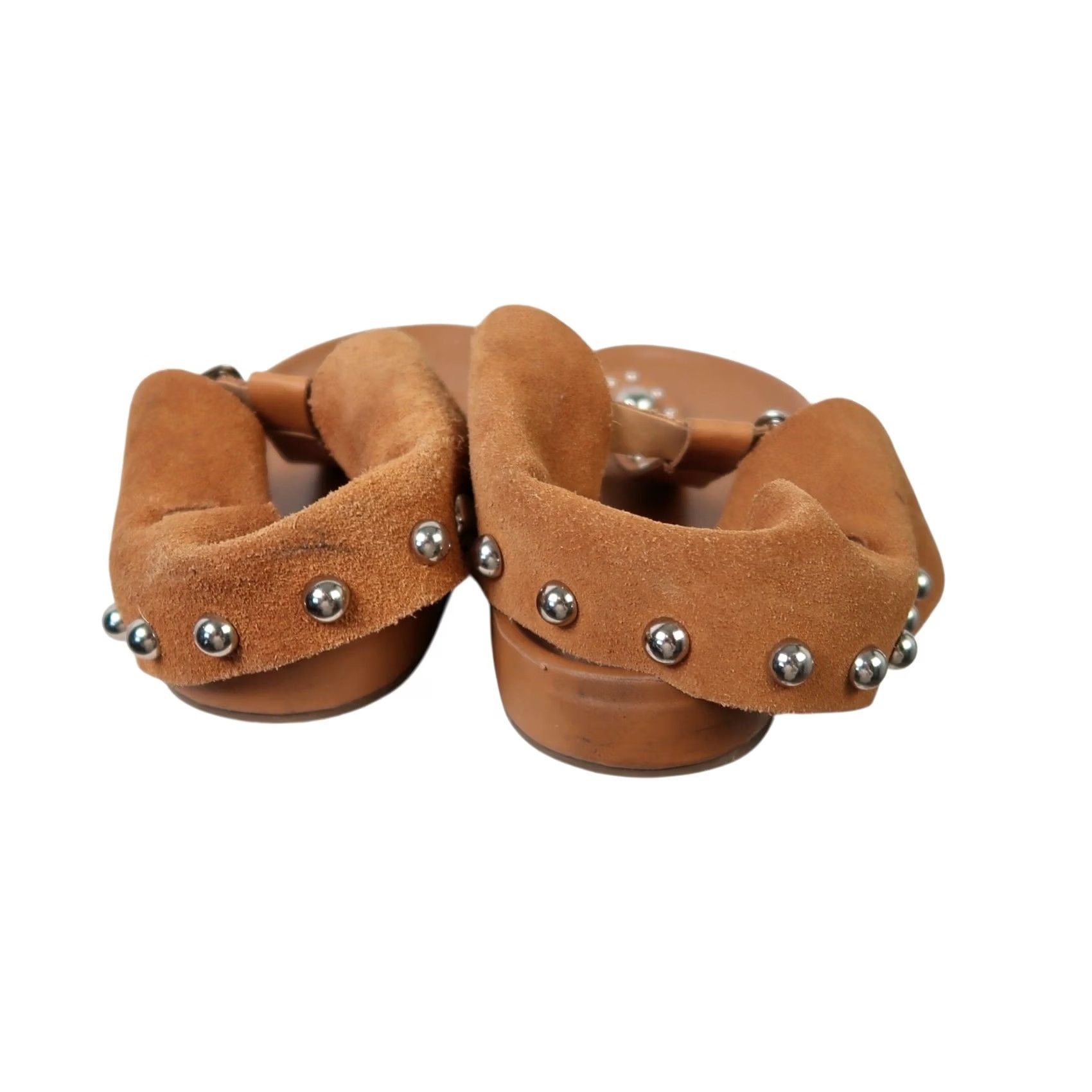 SCHUTZ Schutz Sandals Thong Sandals Suede Leather Silver Stud Buckle Closure EU 40 US 10 Womens Bohemian Spring Summer Tan Brown Size US 10 / IT 40 - 6 Thumbnail