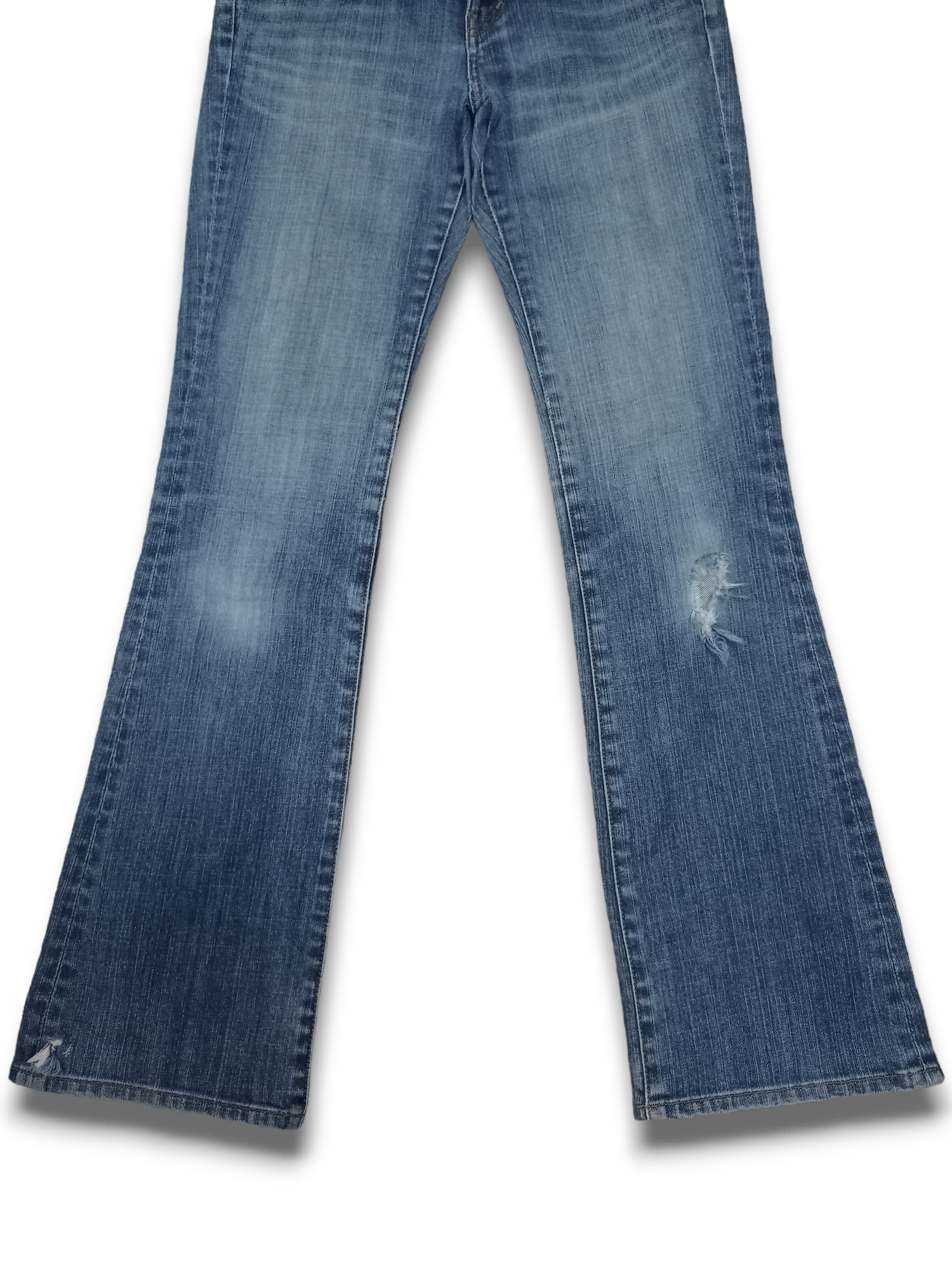 Japanese Brand × Uniqlo Vintage Japanese Uniqlo Blue Wash Ripped Flare Jeans 27x30 Size US 27 - 6 Thumbnail