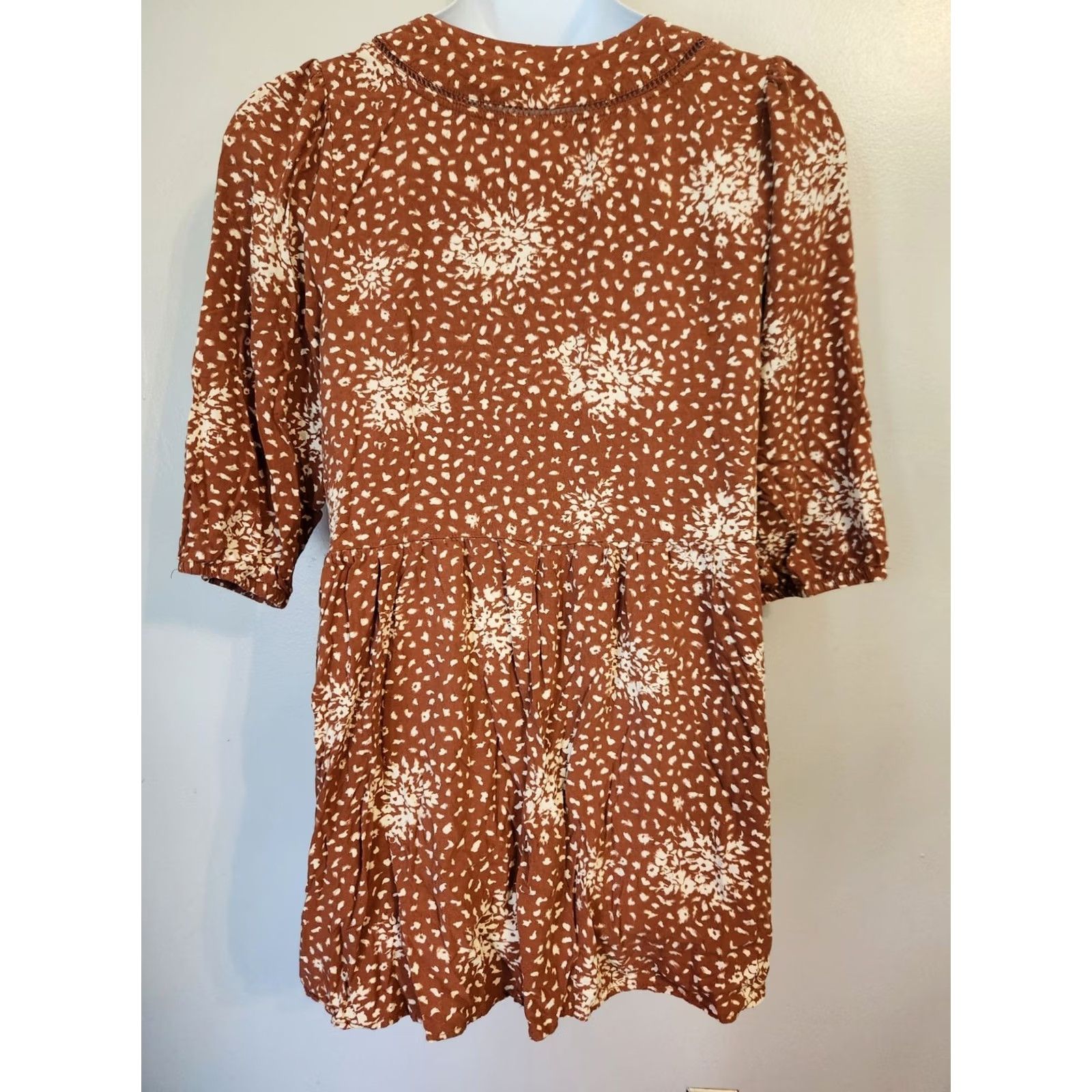 Vintage Knox Rose Floral Square Neck Shift Mini Dress Boho White XL Size XL / US 12-14 / IT 48-50 - 5 Thumbnail