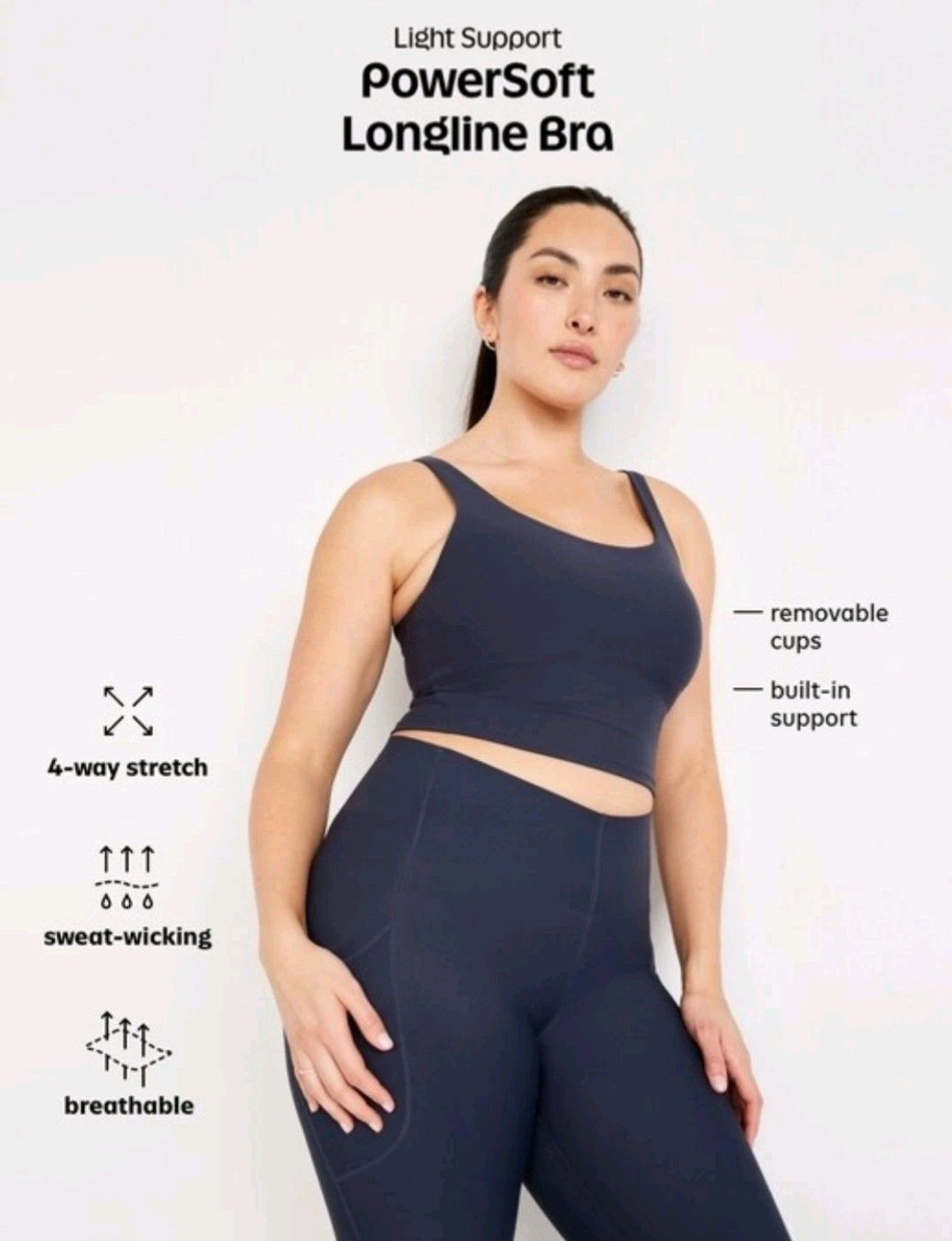 Old Navy Old Navy Sports Bra Light Support PowerSoft Longline Camo Size L / US 10 / IT 46 - 4 Thumbnail