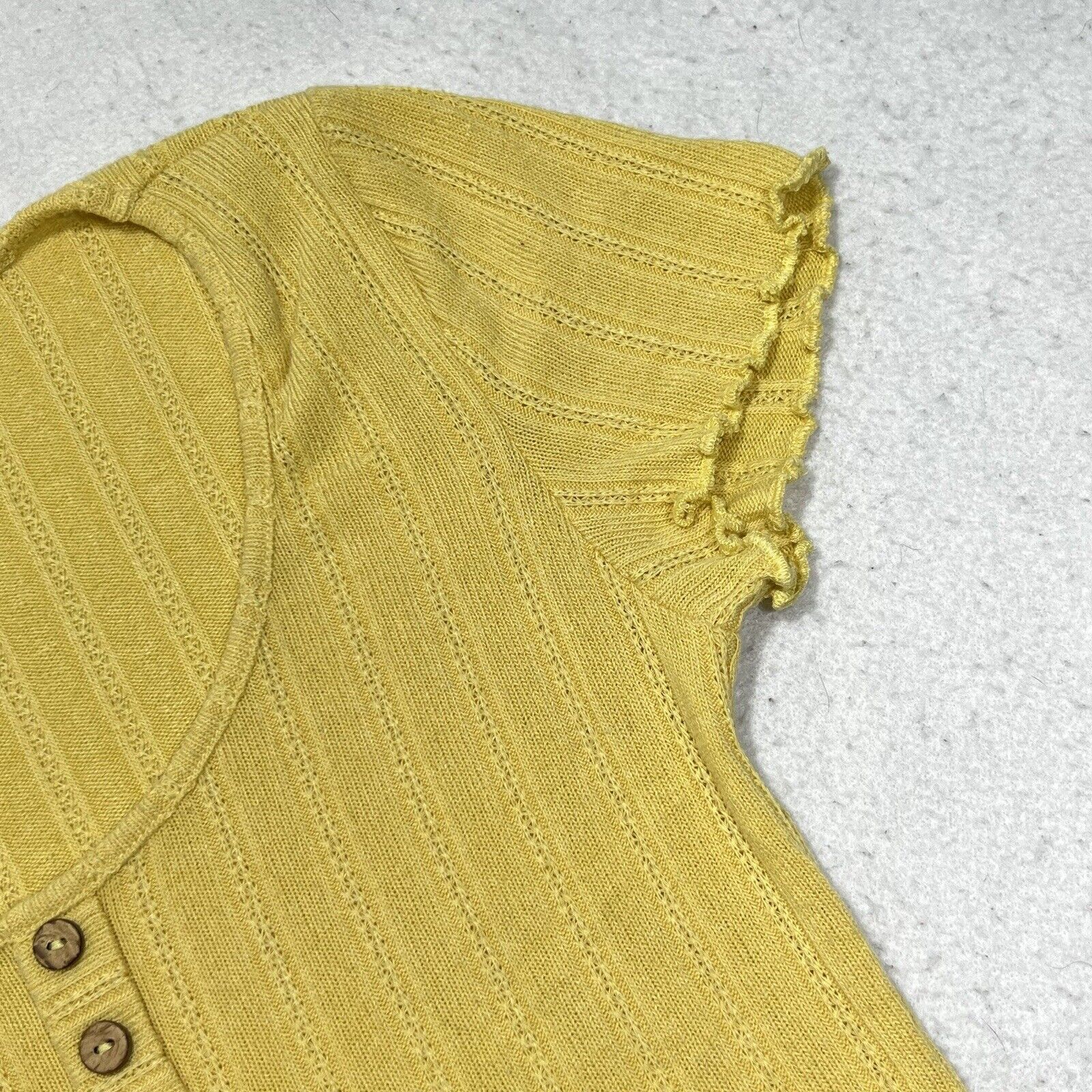 Other Glance Henley Button Up Pullover Stretch Yellow Top Size L / US 10 / IT 46 - 4 Thumbnail