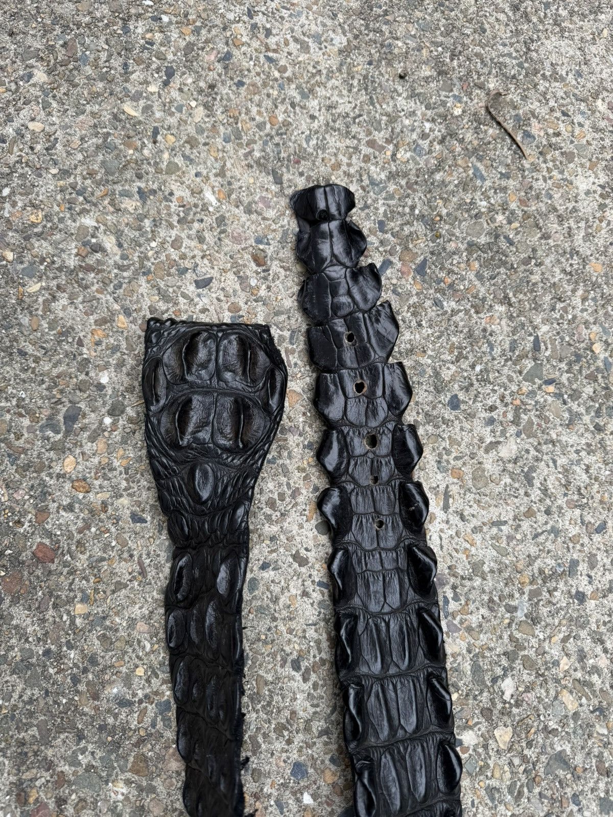 Other Vintage Black Crocodile Leather Belt – Statement / Texture Size ONE SIZE - 4 Thumbnail