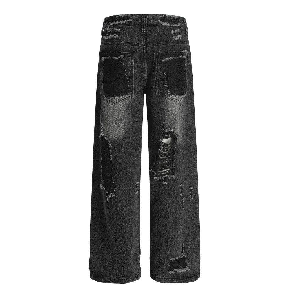 Vintage Men's punk distressed washed loose straight-leg ripped jeans Size US 32 / EU 48 - 2 Thumbnail