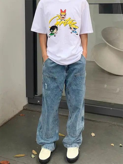 Japanese Brand × Jean Street Heavy Wash Double Knee Logger Work Jeans Size US 32 / EU 48 - 3 Thumbnail
