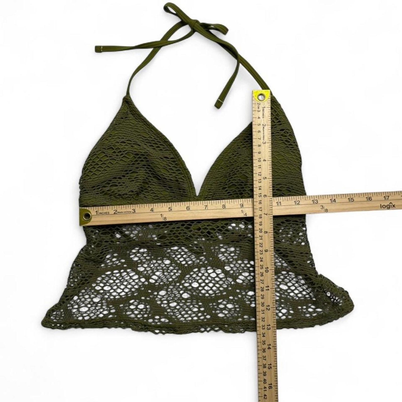 Other Green knitted Y2K tropical summer halter top openback size m Size M / US 6-8 / IT 42-44 - 4 Thumbnail