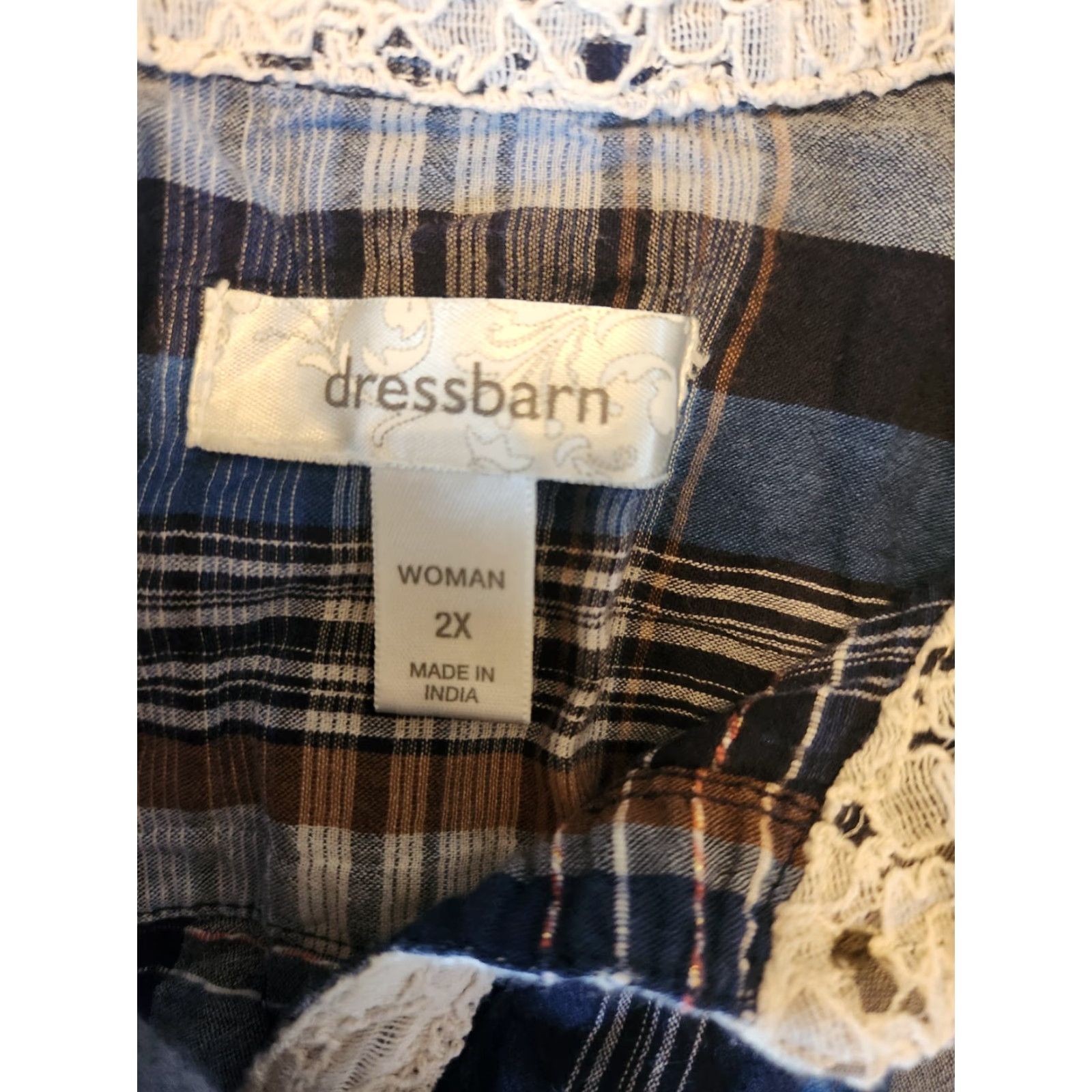 Vintage Dressbarn Button-Up Shirt Western Plaid Cotton 2X Women Size XXL / US 16-18 / IT 52-54 - 8 Thumbnail