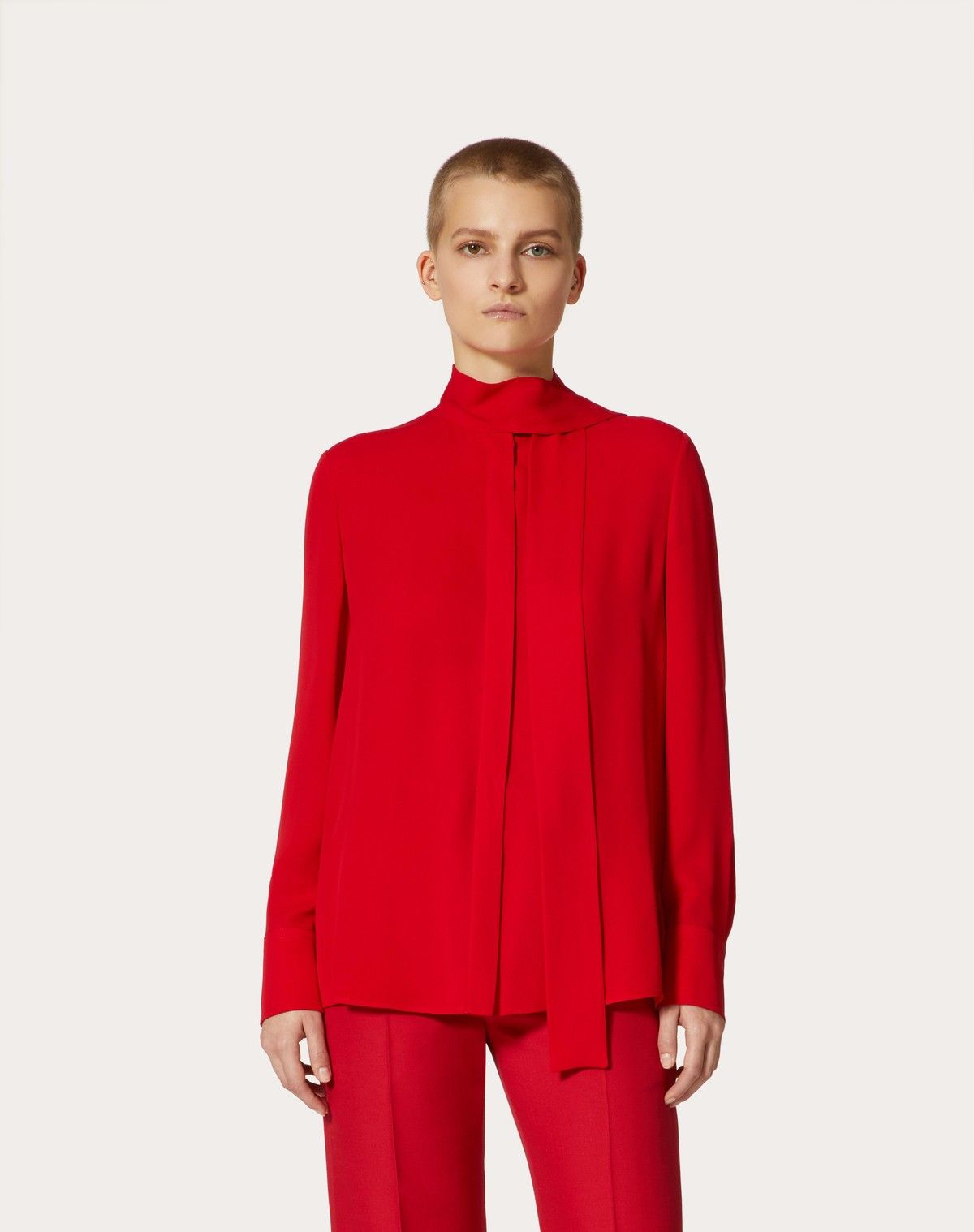 Valentino o1s1wg110525 Georgette Blouse in Red Size M / US 6-8 / IT 42-44 - 4 Thumbnail